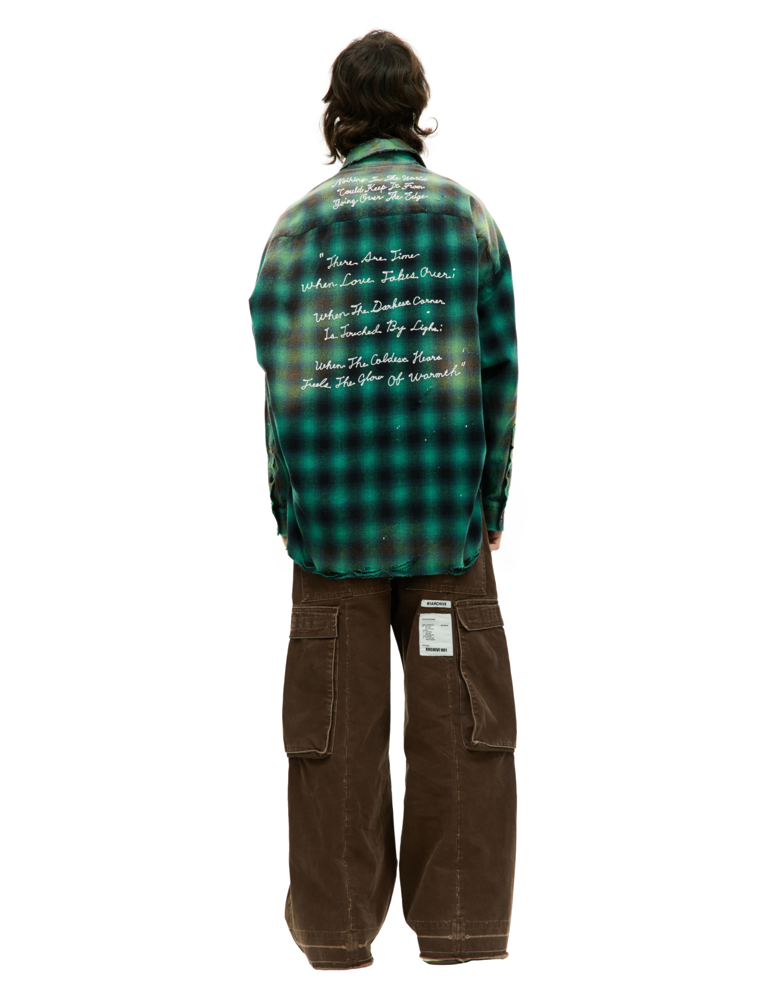 Женская зеленая клетчатая рубашка с вышивкой Maison Mihara