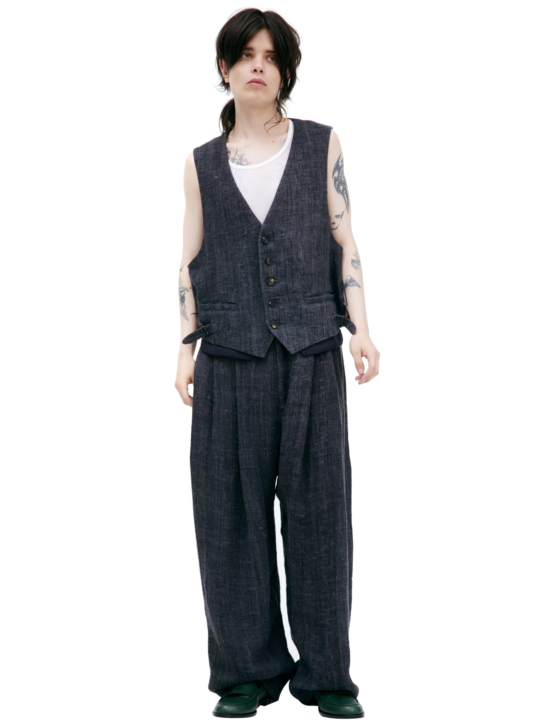 Ziggy Chen Жилет-0M2520101 на пуг, лен, голубо-серая