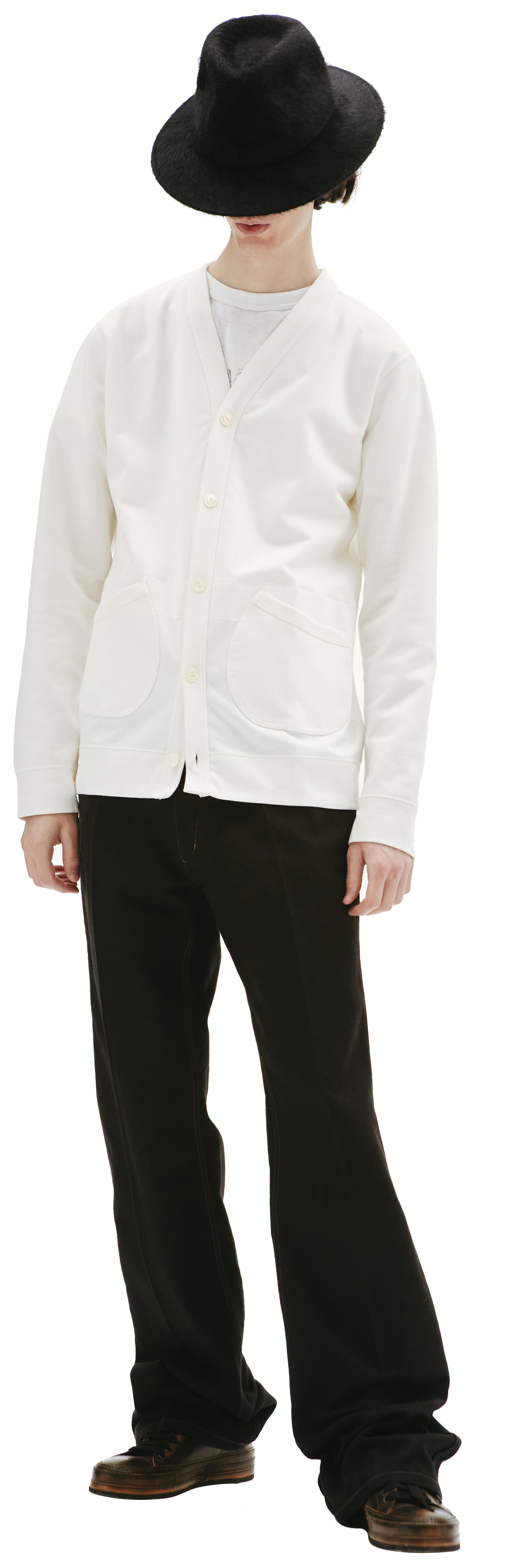 Junya Watanabe Бежевый кардиган с принтом черепа