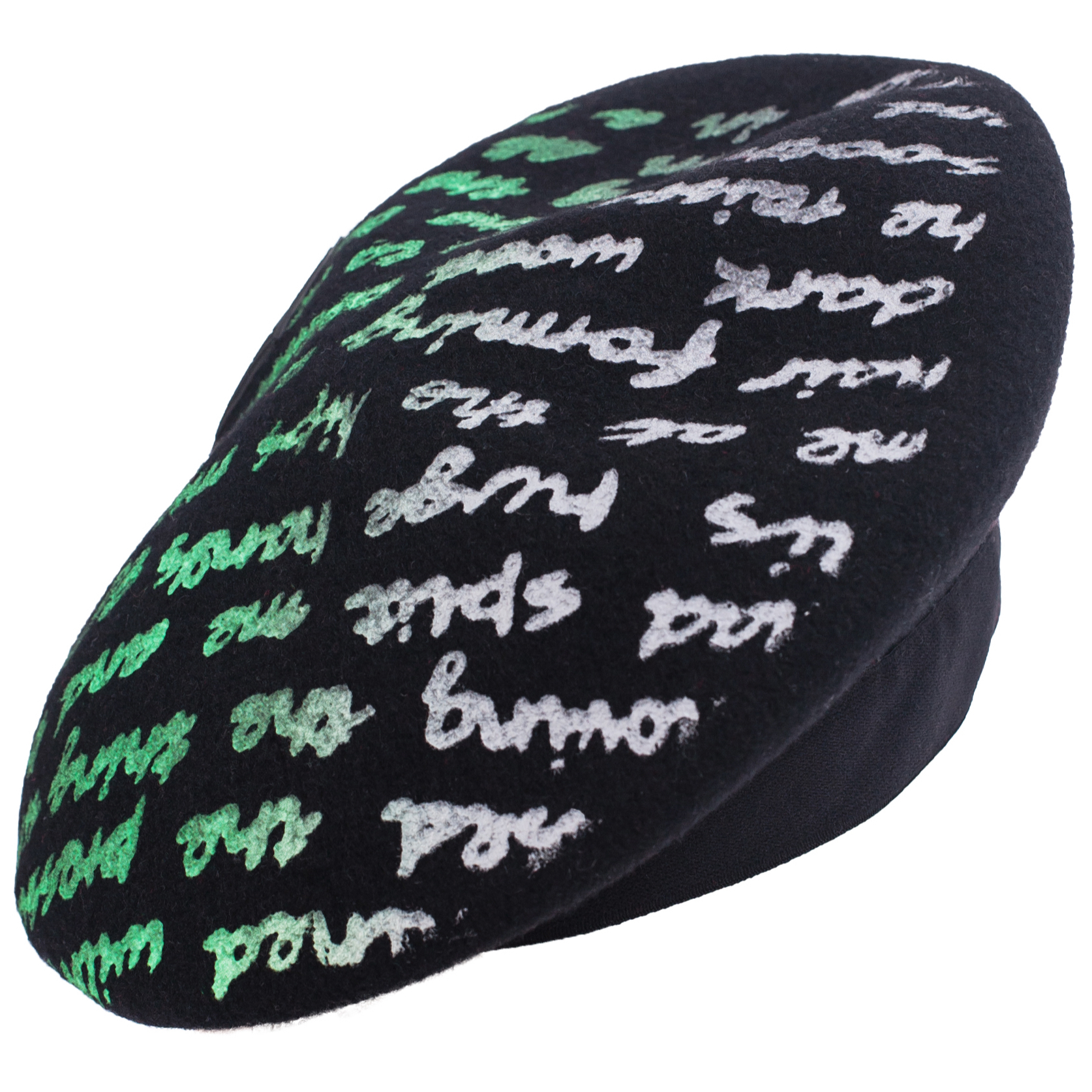99% IS Черный берет с зеленым принтом