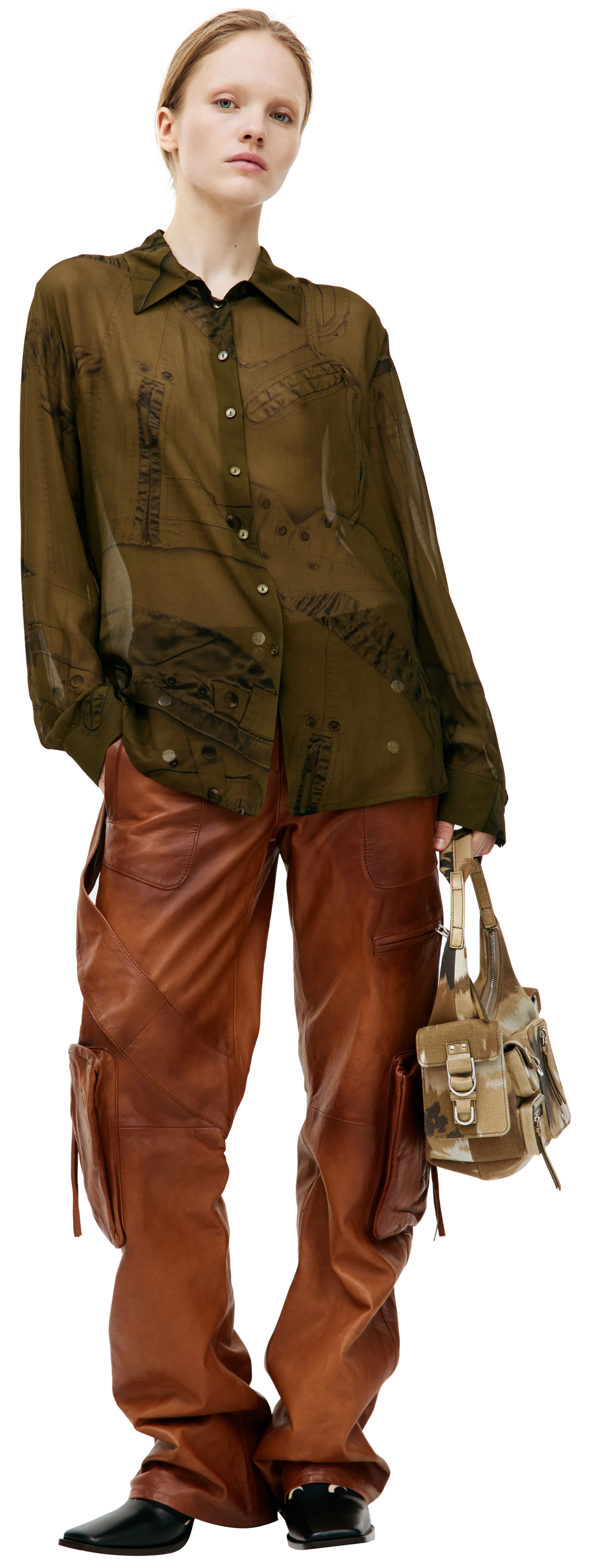 Blumarine Полупрозрачная рубашка с графическим принтом