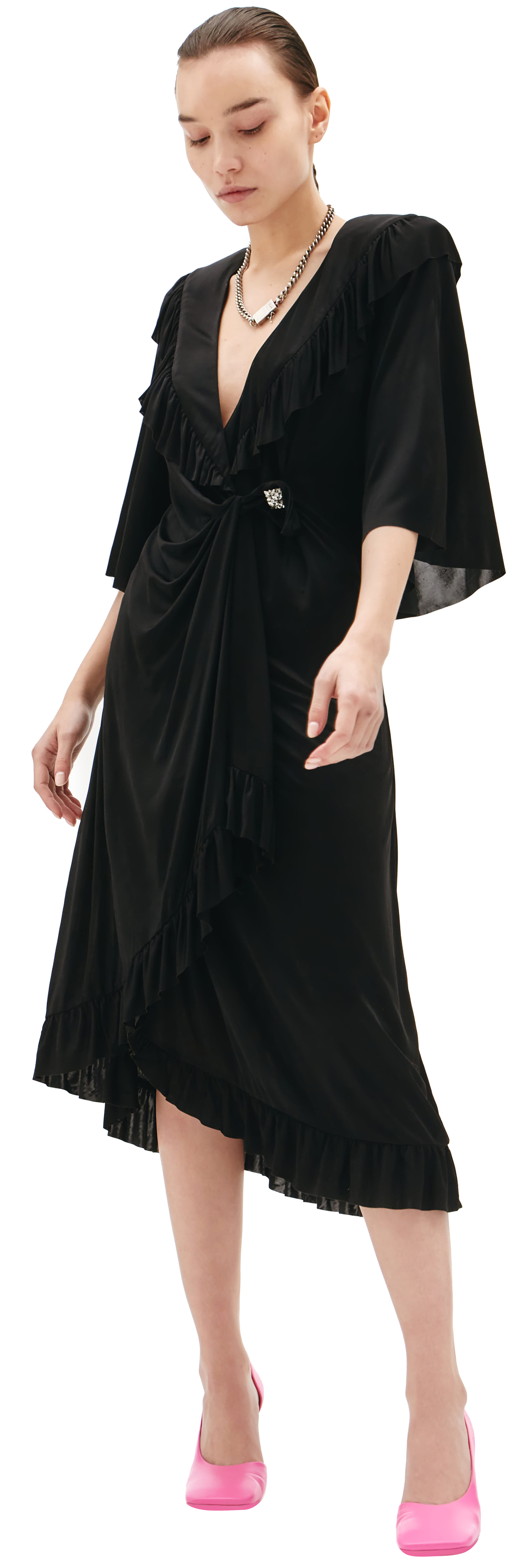 VETEMENTS Платье с запахом и объемными плечами