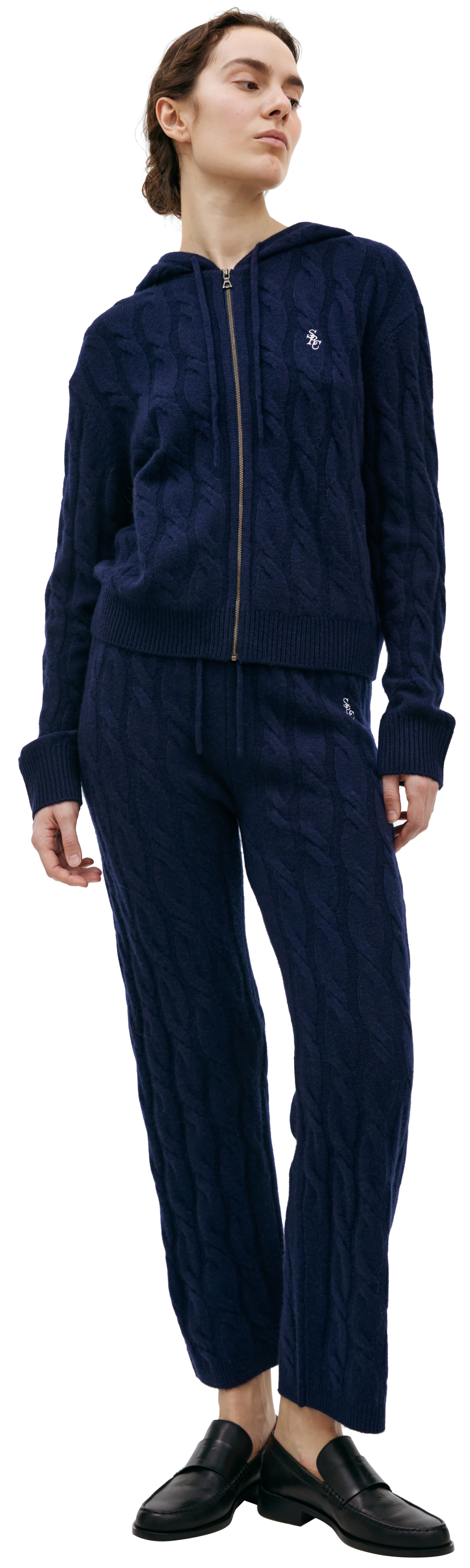 SPORTY & RICH Кашемировое худи в крупную вязку