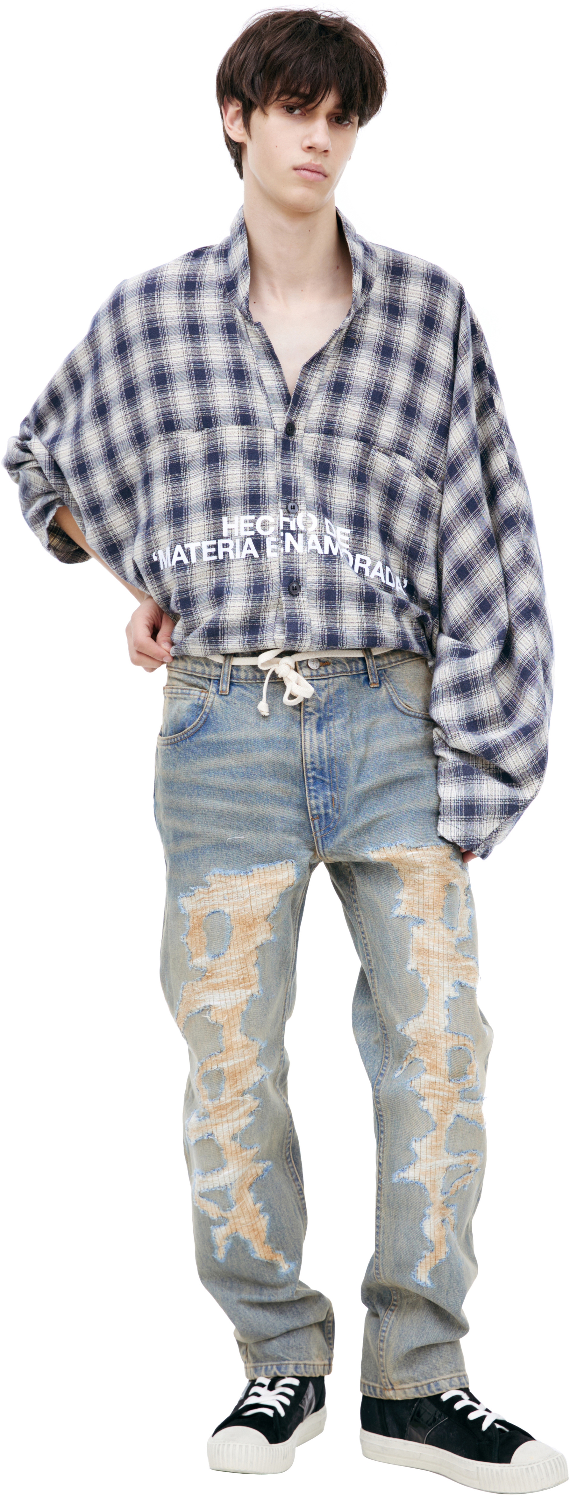 RRR123 Джинсы с эффектом потертостей