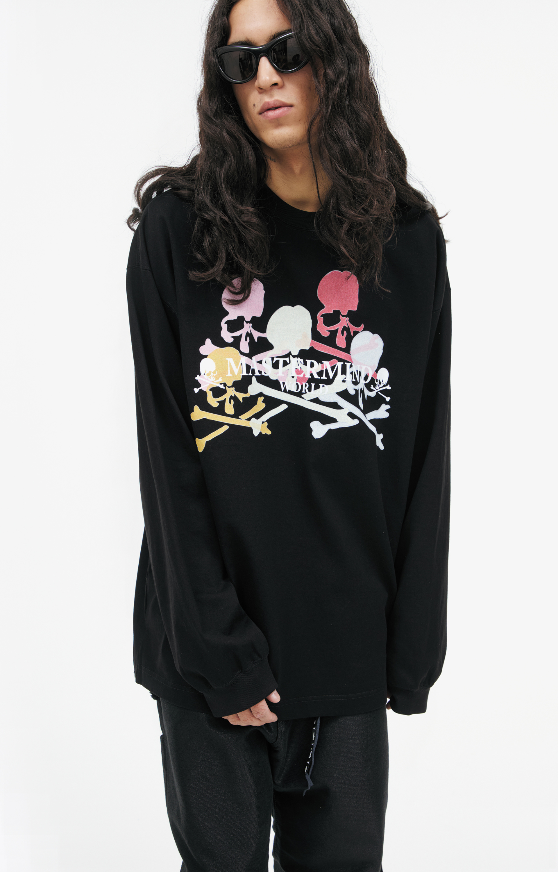 Mastermind WORLD Черный лонгслив с принтом