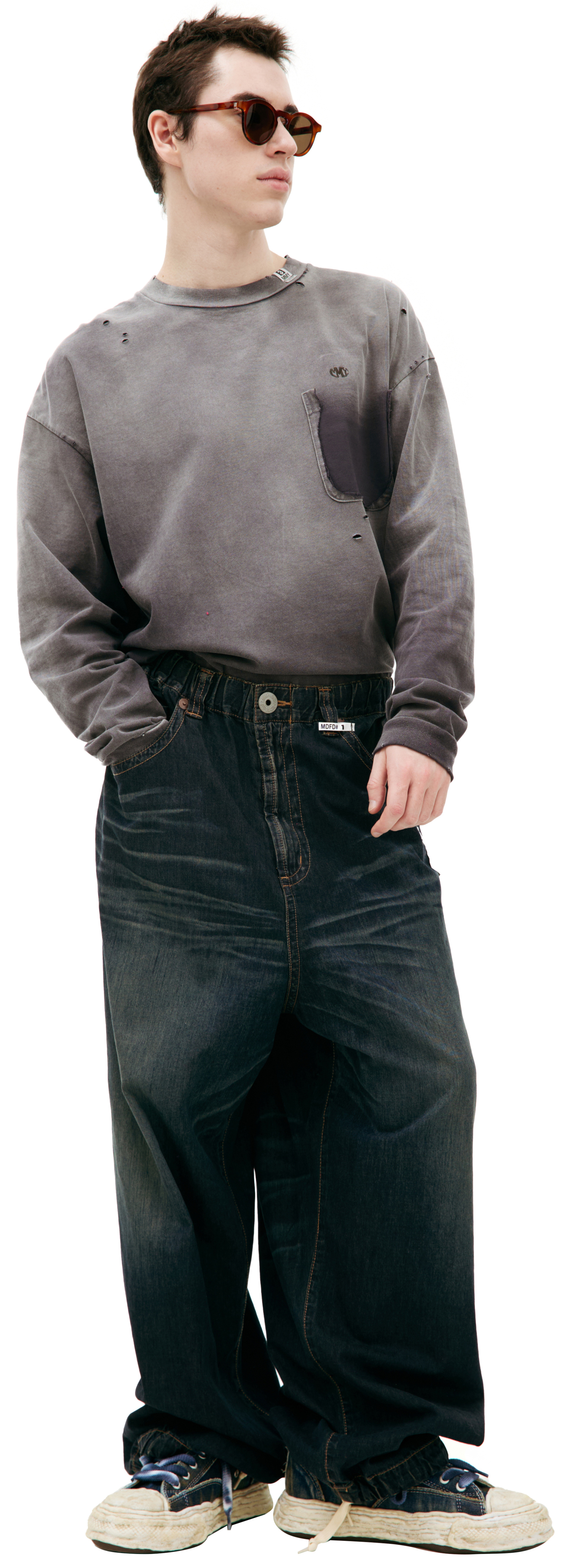 Maison Mihara Yasuhiro Прямые джинсы с логотипом