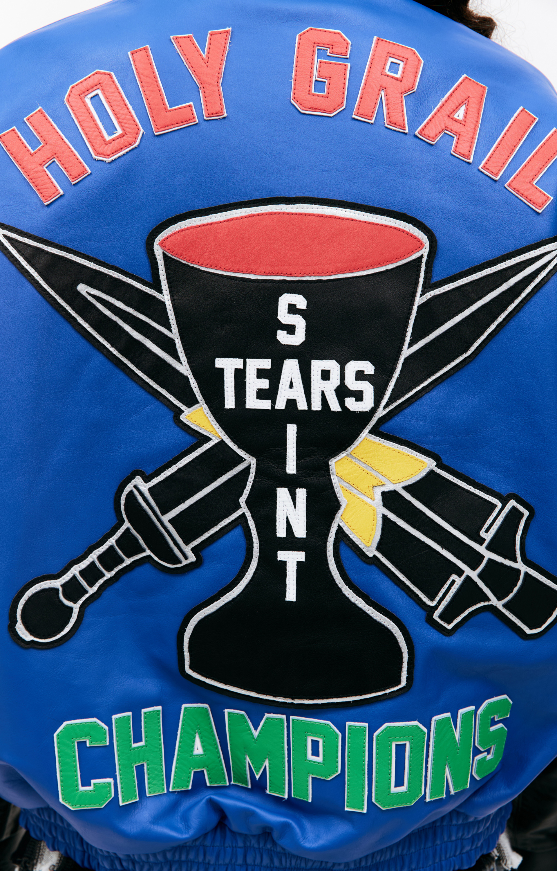 Saint Michael Кожаная куртка Saint Michael х DENIM TEARS с нашивками