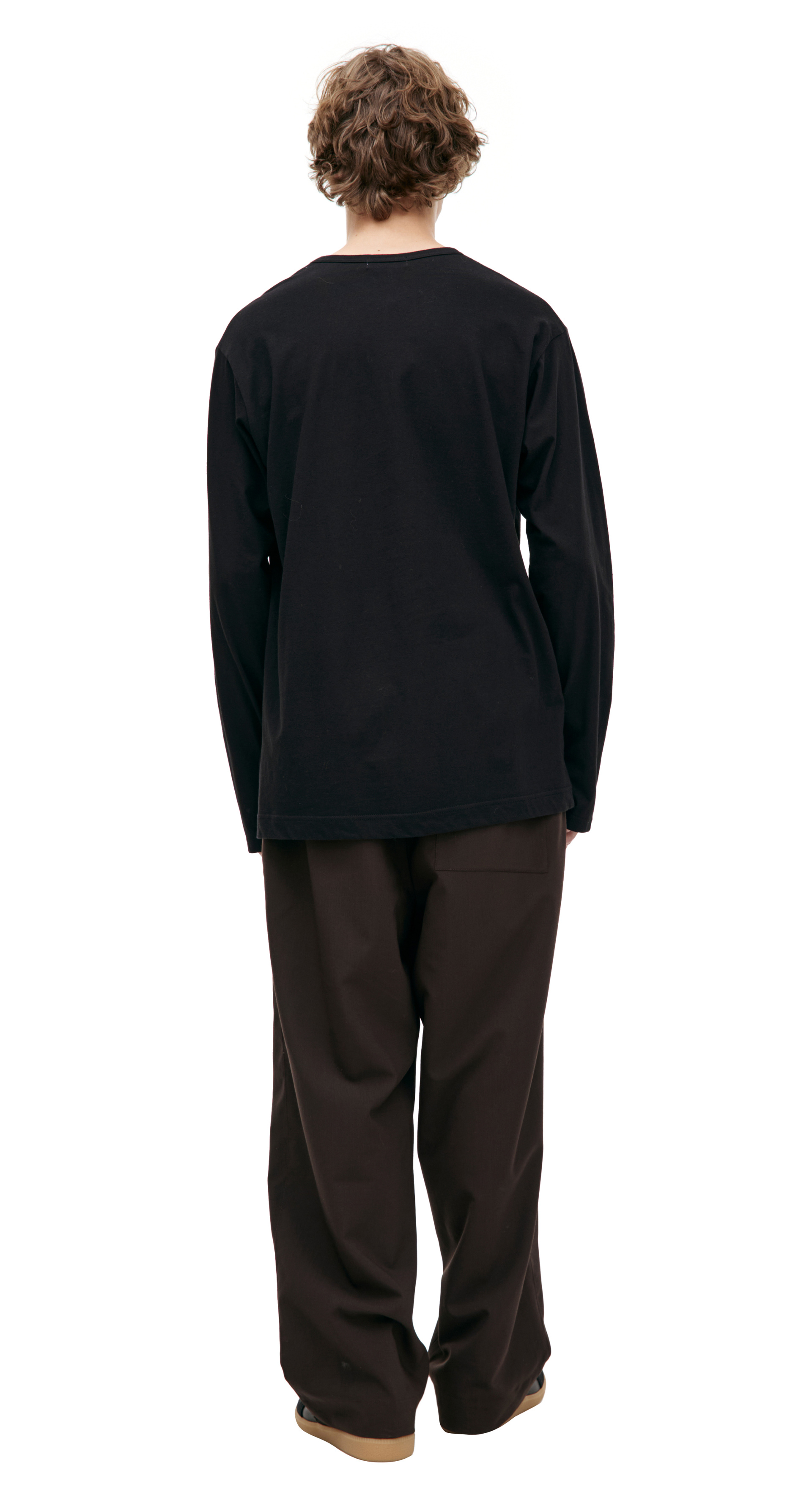 Yohji Yamamoto Черный лонгслив с принтом