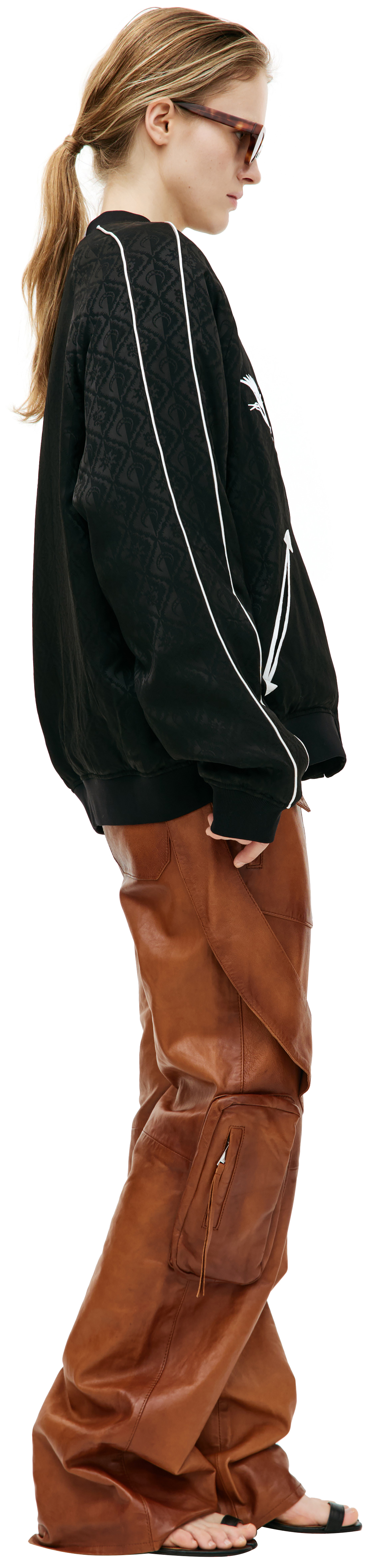 MARINE SERRE ЧЕрный бомбер с вышивкой