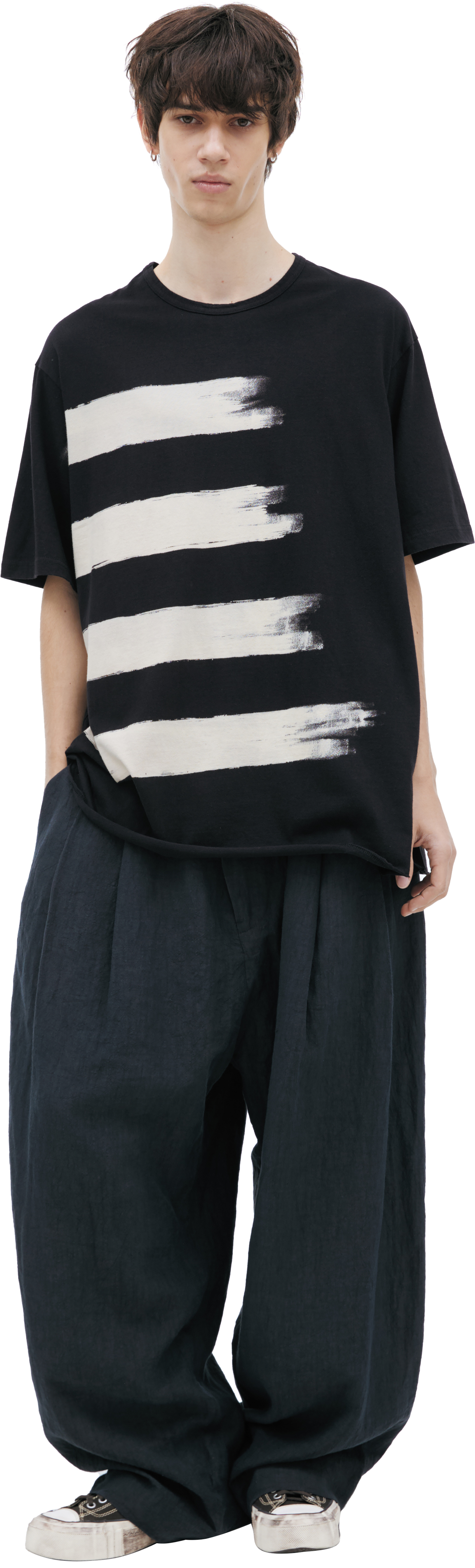 Yohji Yamamoto Футболка с эффектом краски