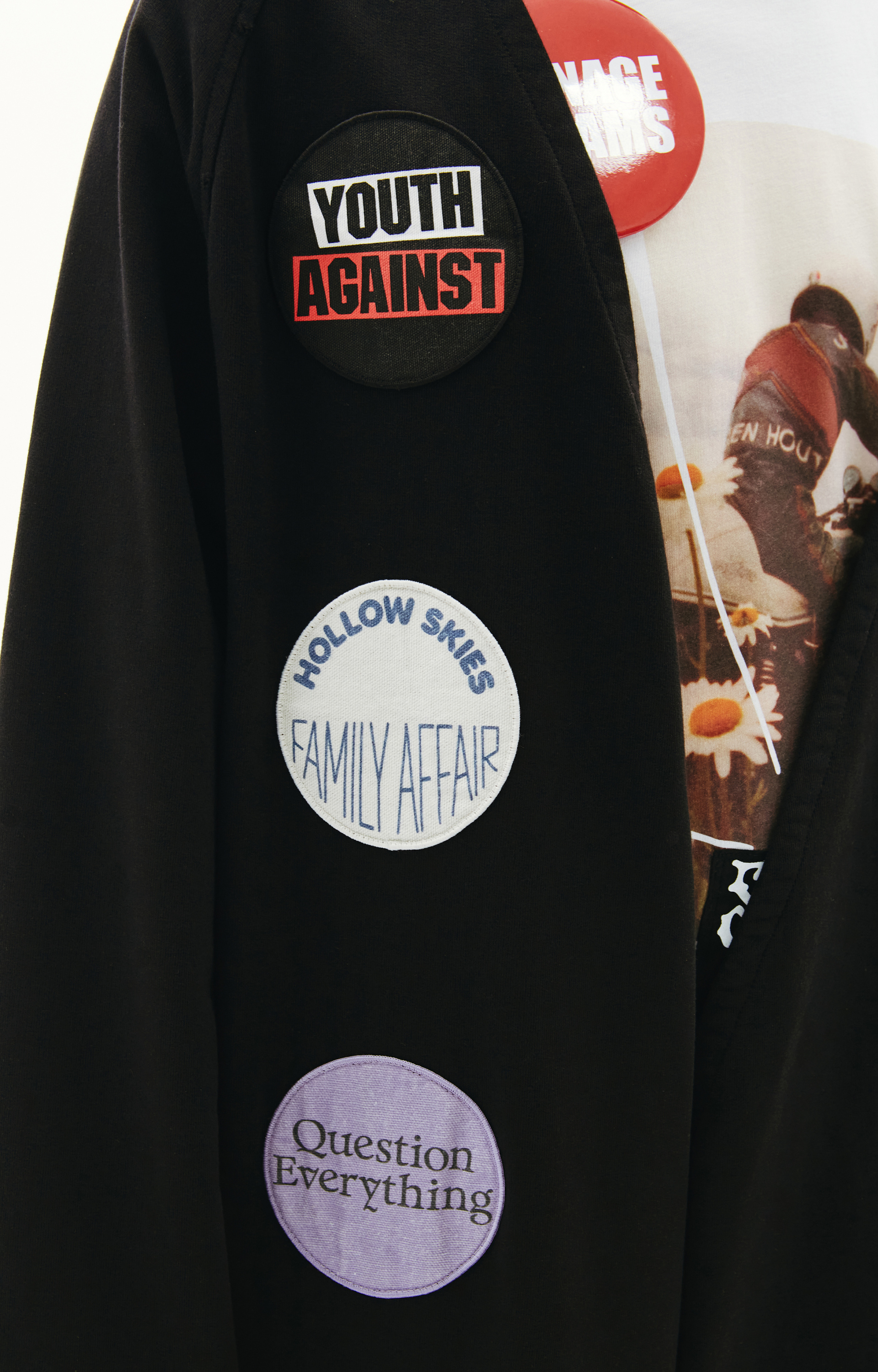 Raf Simons Черное пальто с нашивками