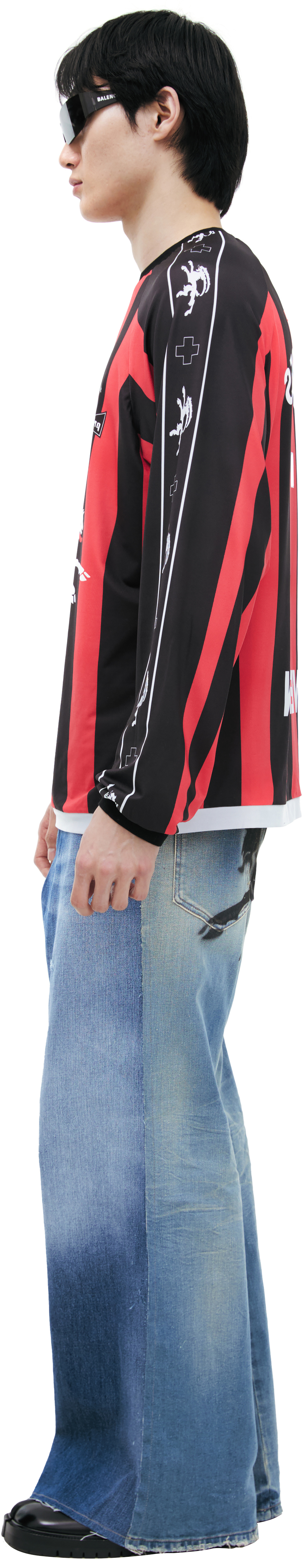 PROTOTYPES Полосатый лонгслив с принтом