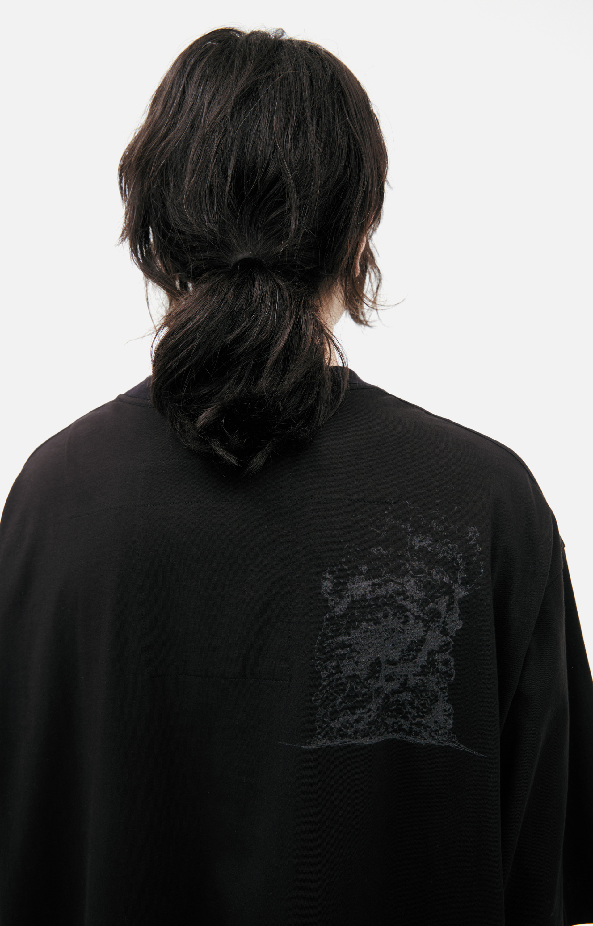 Ziggy Chen Футболка-0M2520209 принт дым на спине, оверсайз, черн