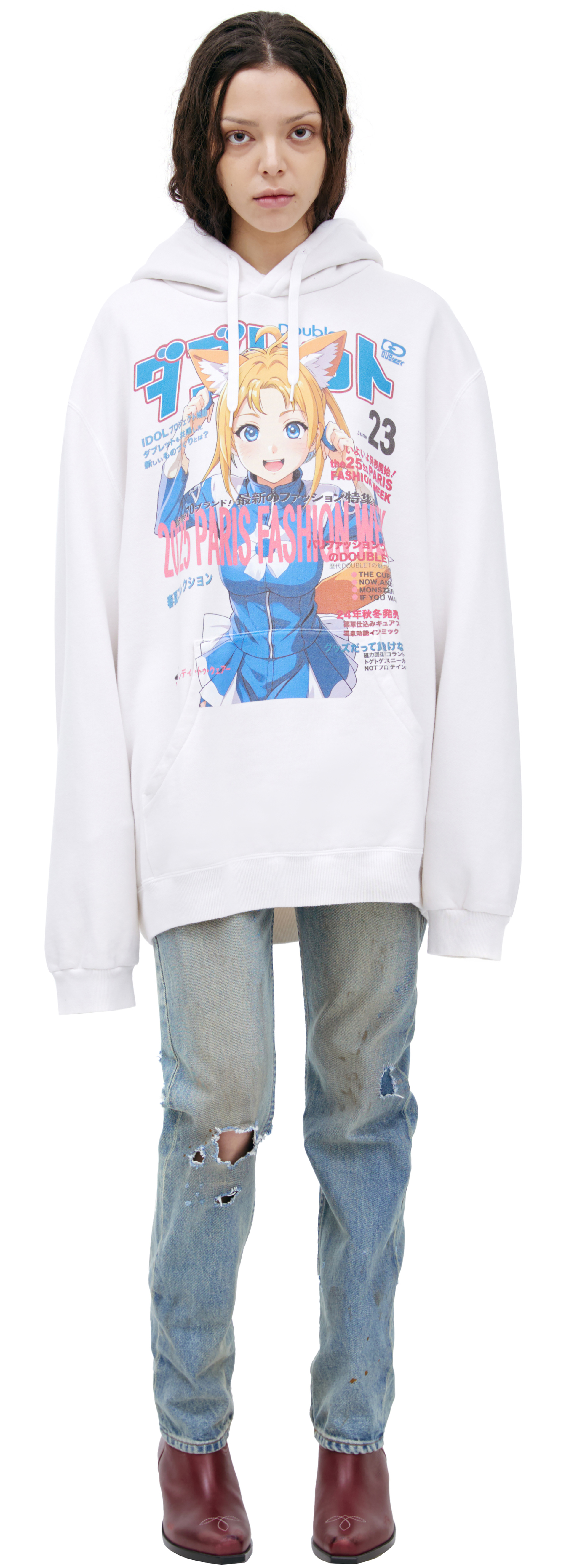 Doublet Белое худи с принтом