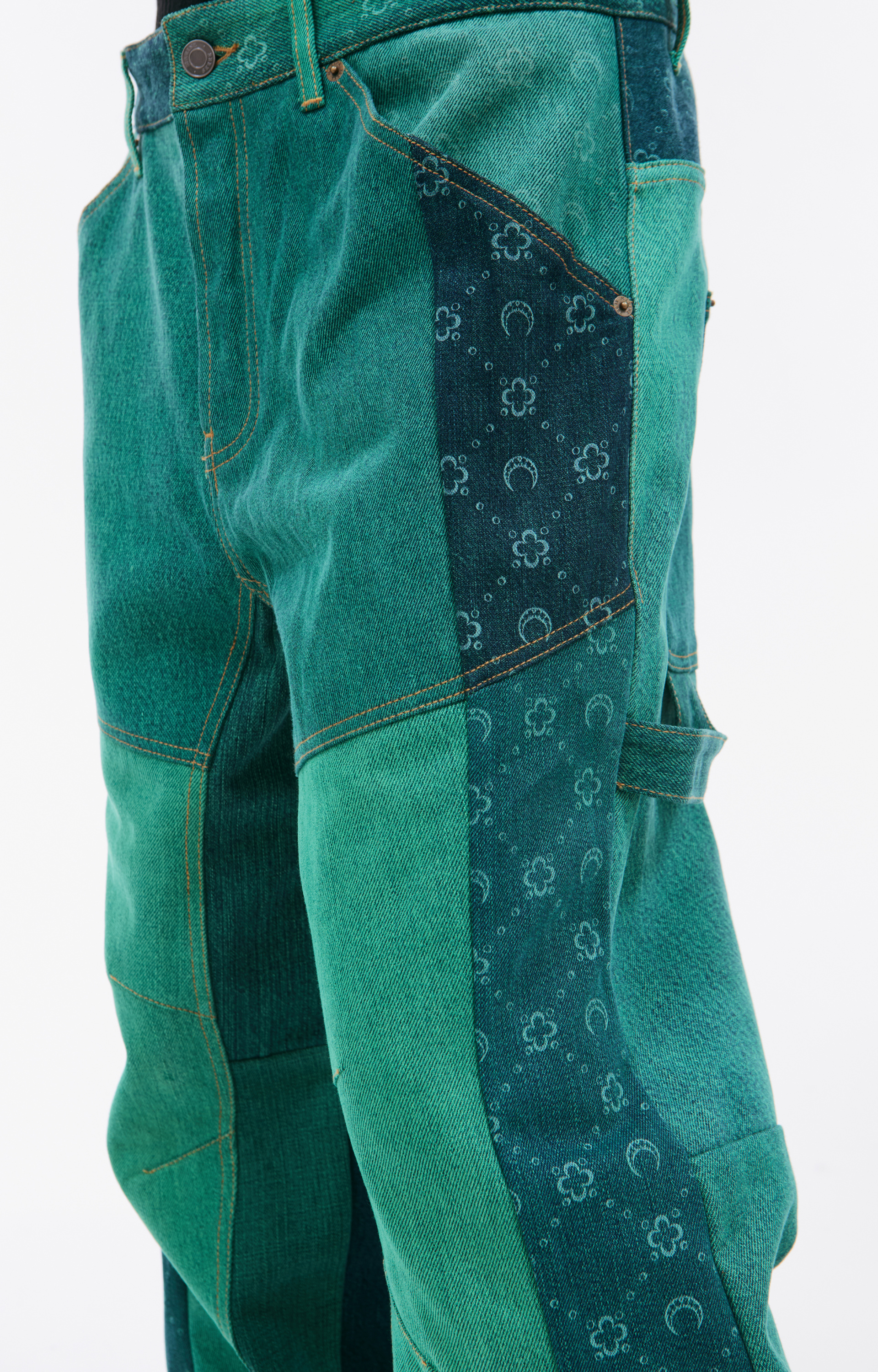 MARINE SERRE Джинсы пэчворк с монограммой