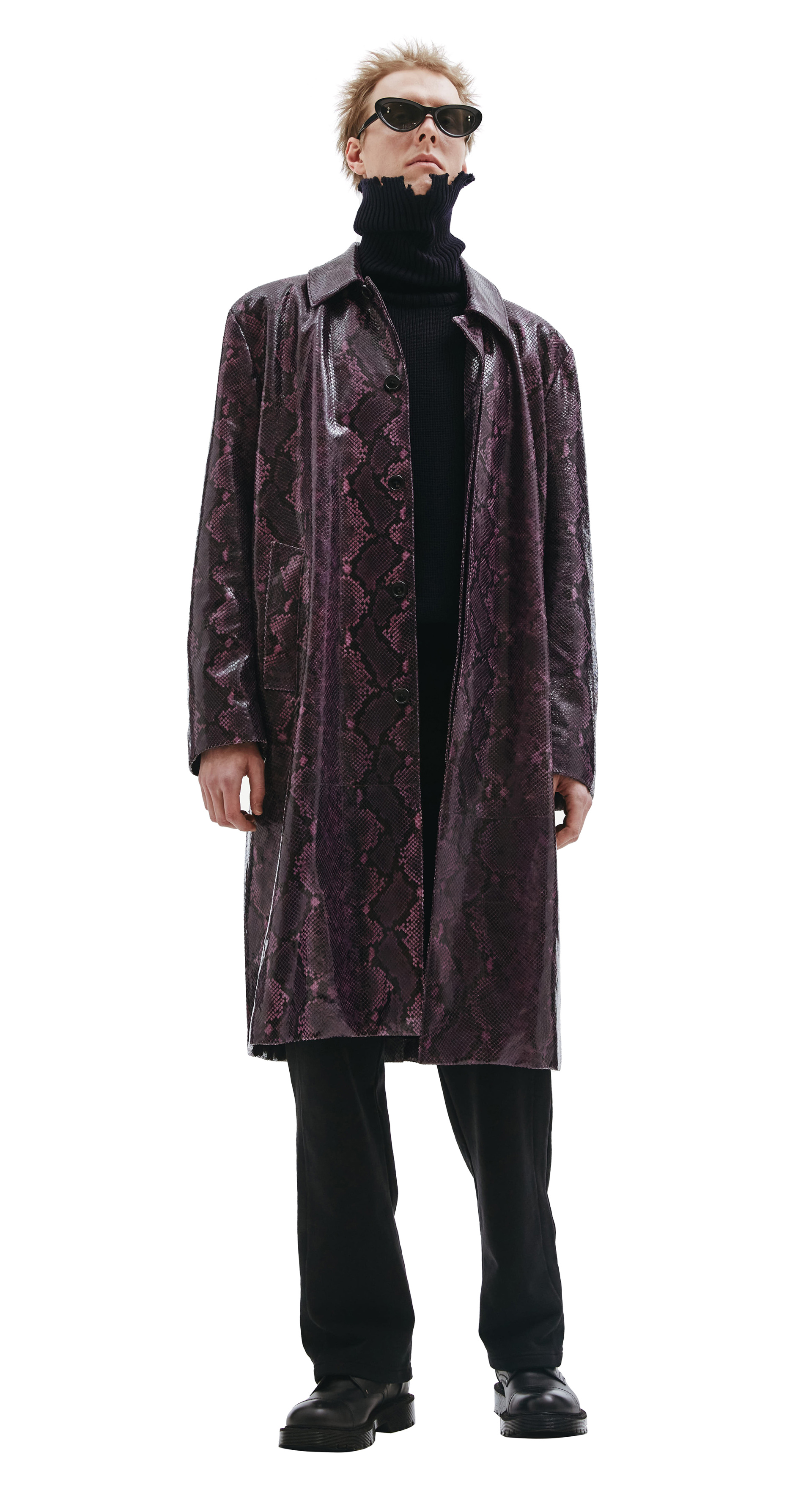 VETEMENTS Фиолетовое пальто из кожи питона