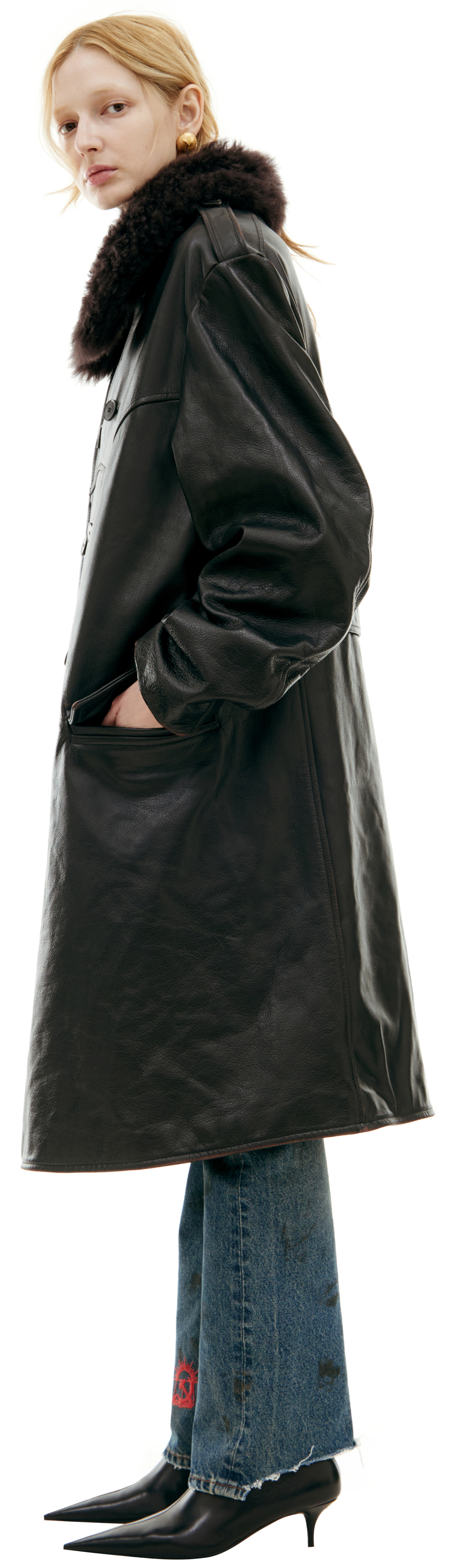 Enfants Riches Déprimés Двубортное пальто из кожи