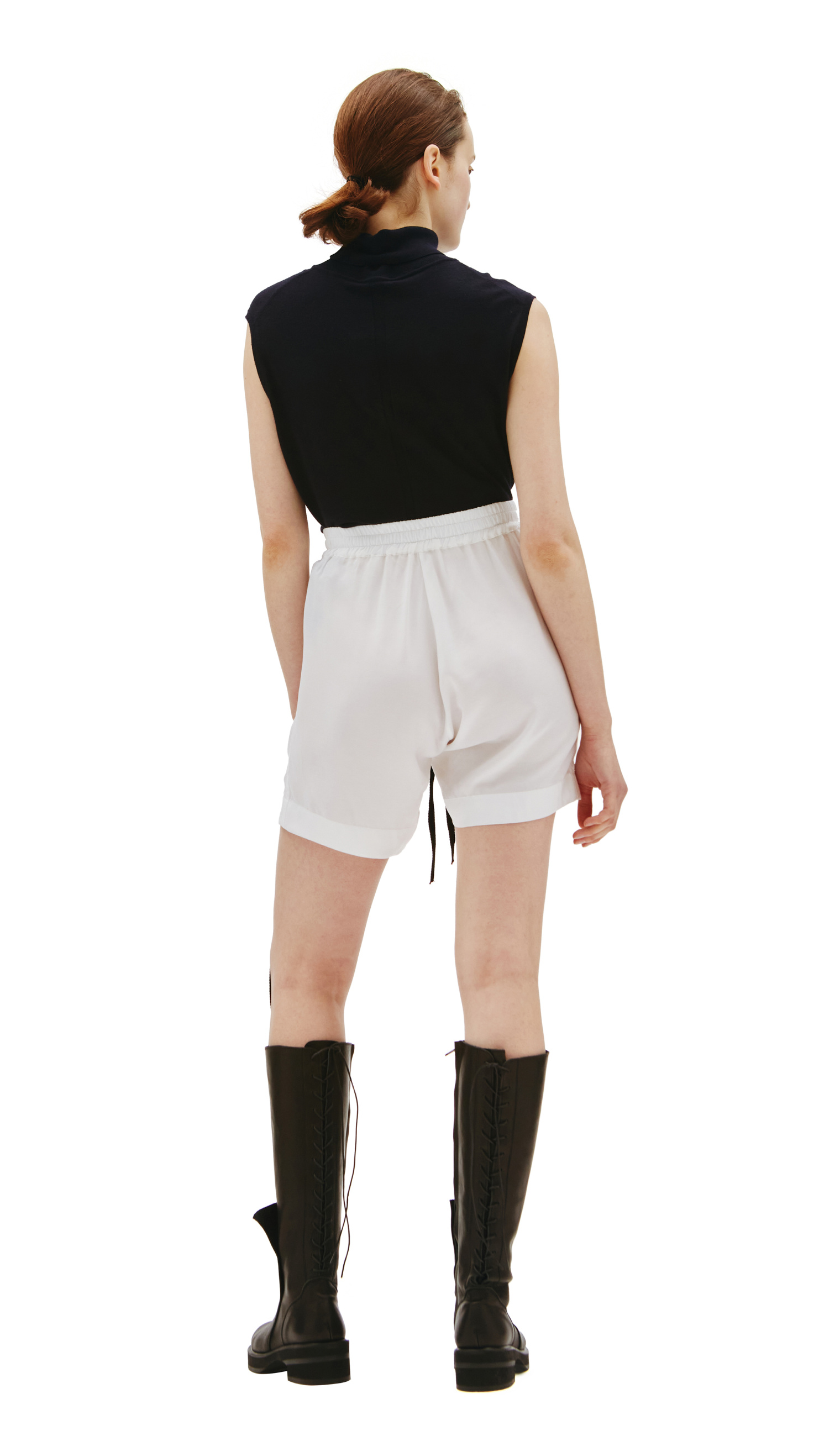 Ann Demeulemeester Белые шорты Angela с контрастными лентами