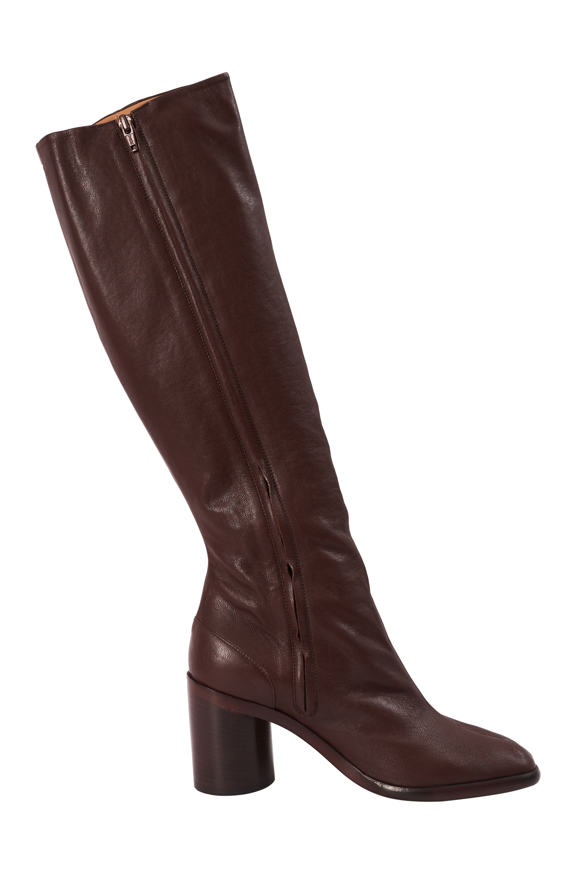 Maison Margiela Бордовые кожаные сапоги Tabi