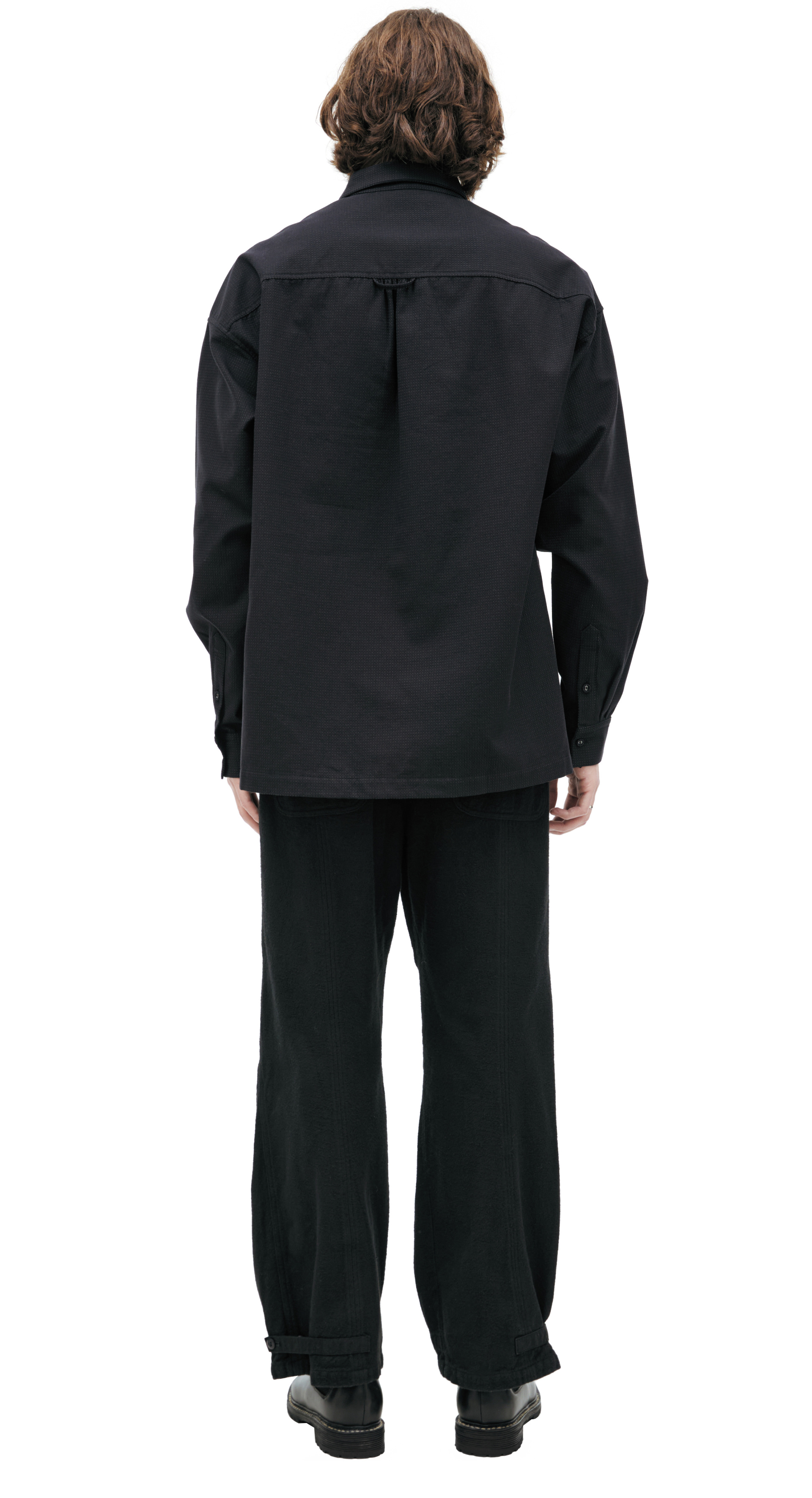 The Viridi-Anne Рубашка-VI-3910-02 мелкий горошек,по бокам на пуговицах,на пуговицах,черная