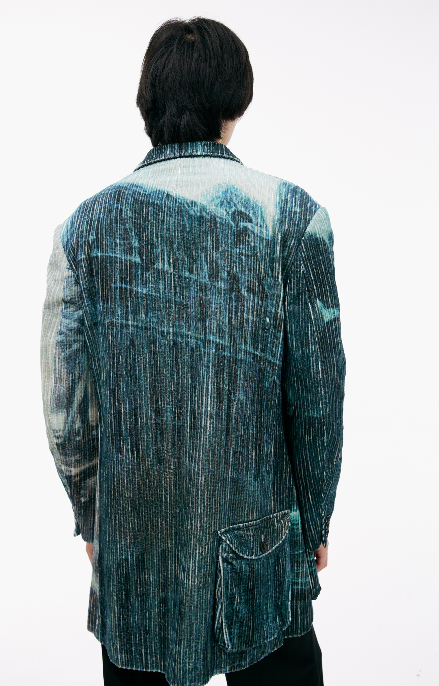 Yohji Yamamoto Вельветовый пиджак с монопринтом