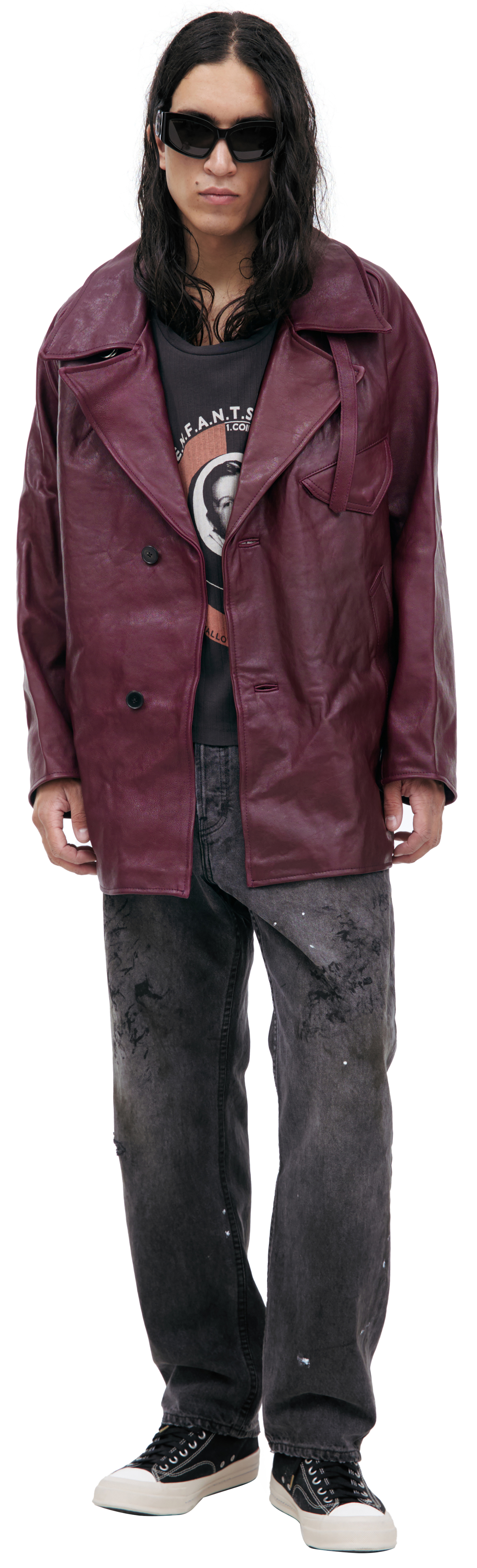 Enfants Riches Déprimés Бордовая куртка из кожи