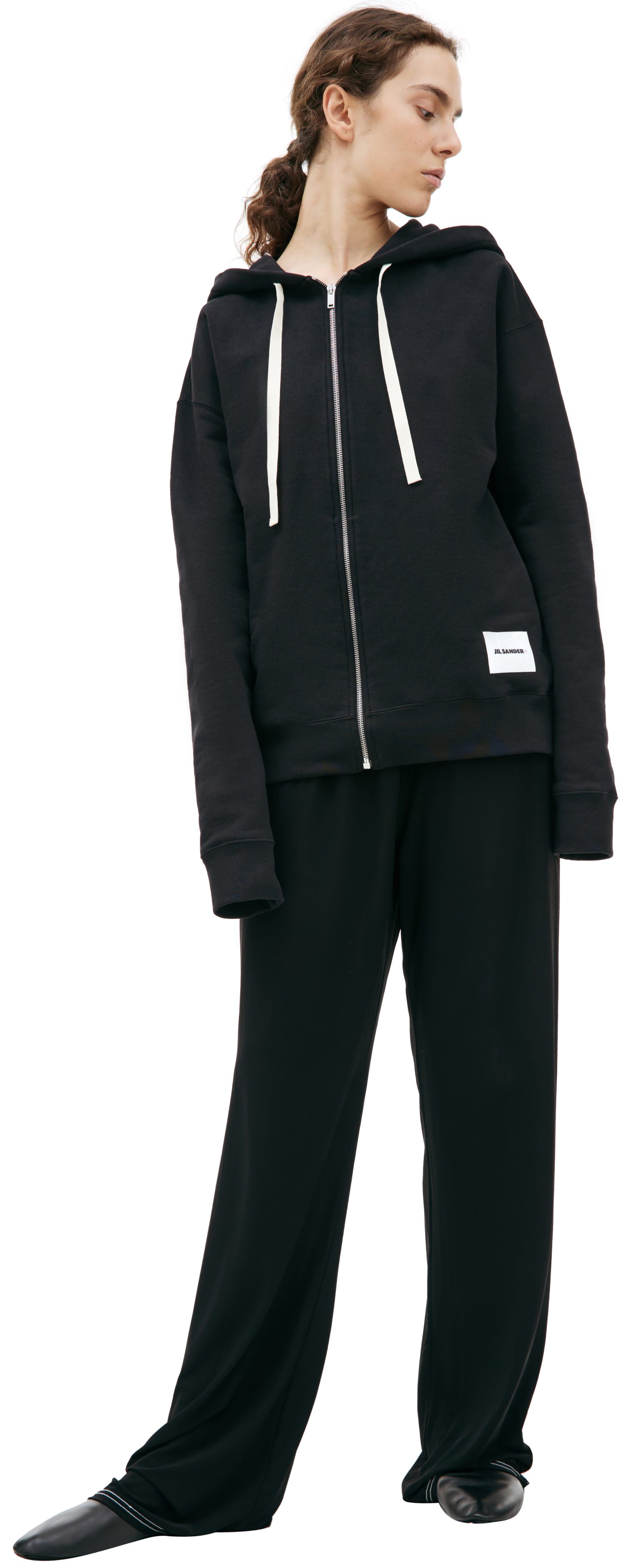 Jil Sander Худи на молнии с патчем