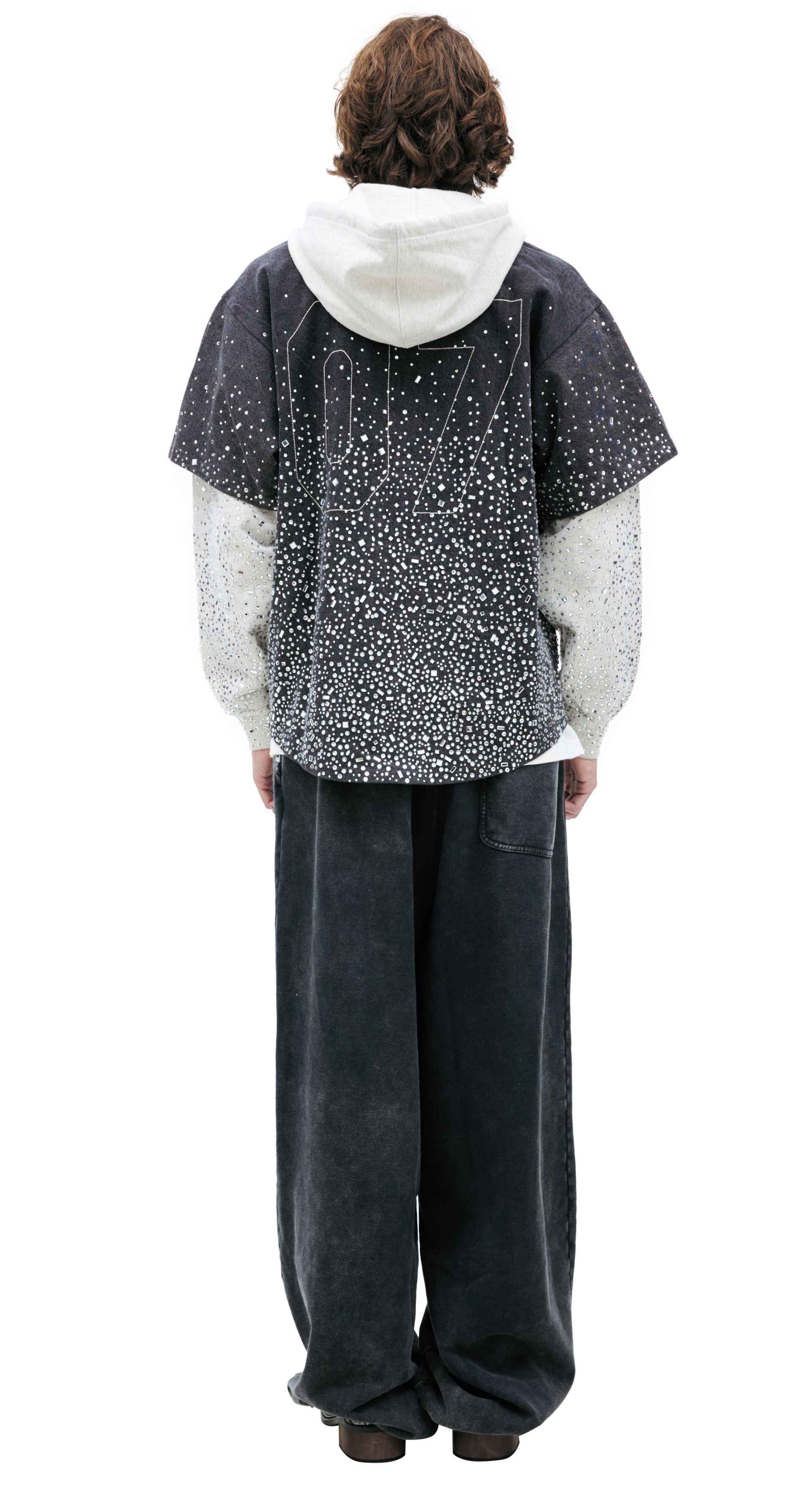 Satoshi Nakamoto Джинсовое худи со стразами