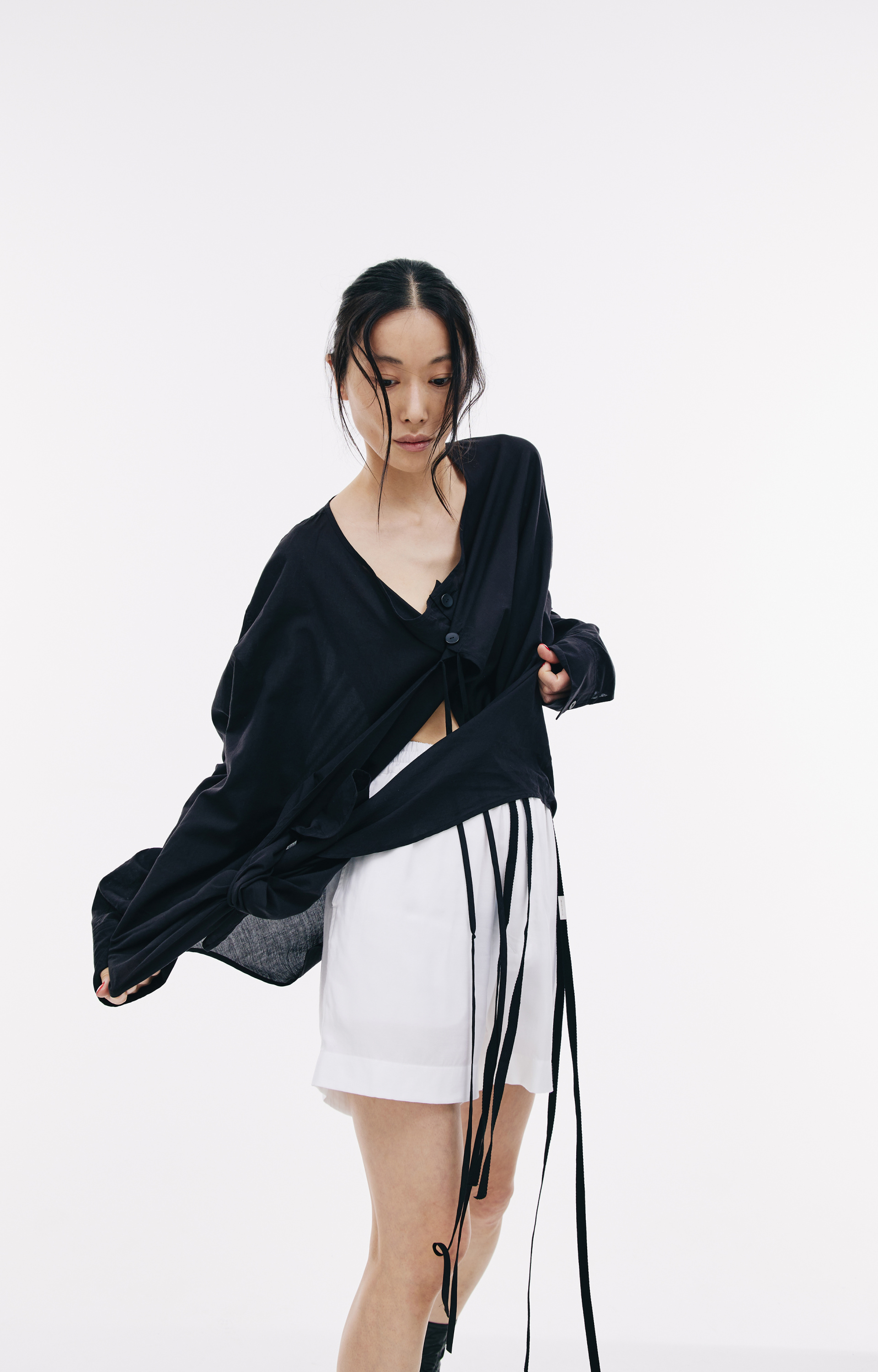 Yohji Yamamoto Удлиненная рубашка из хлопка