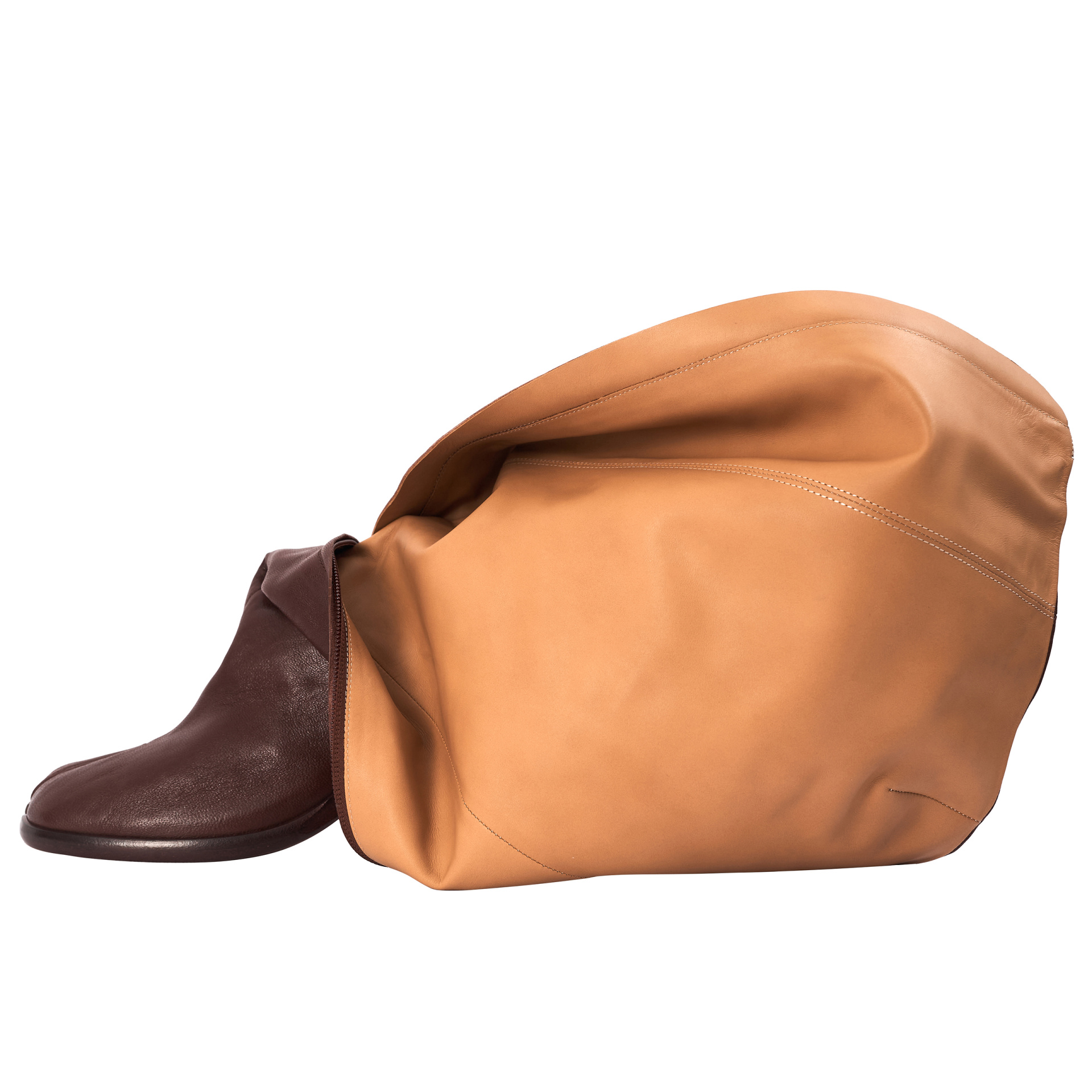 Maison Margiela Бордовые кожаные сапоги Tabi