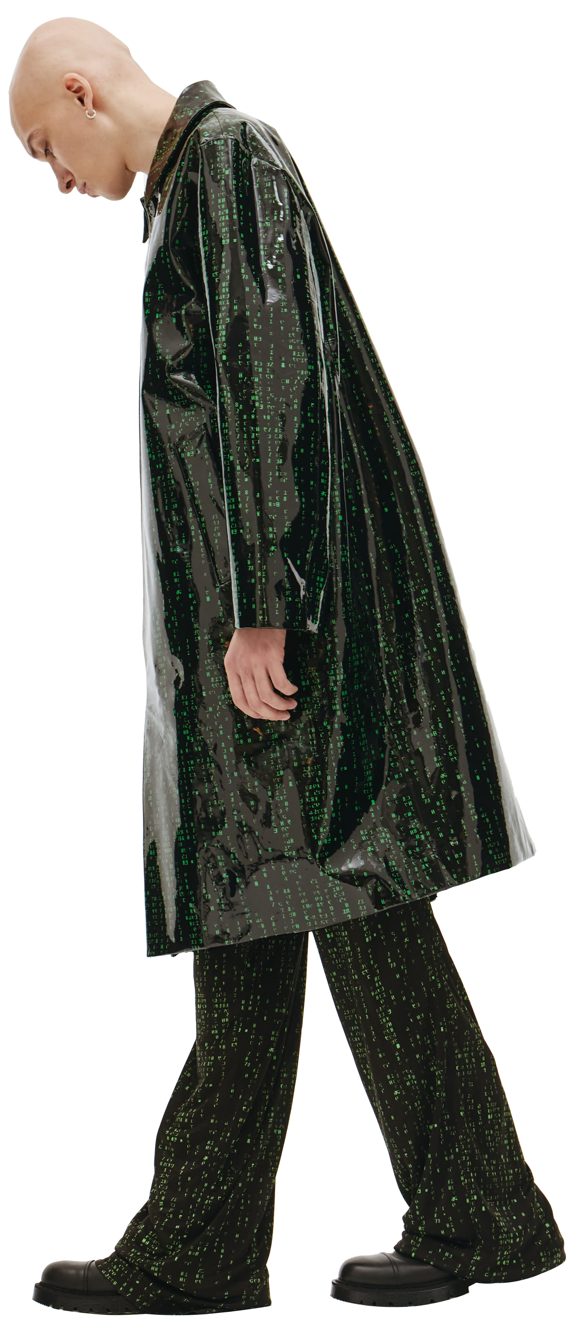 VETEMENTS Лаковое пальто с принтом Матрица