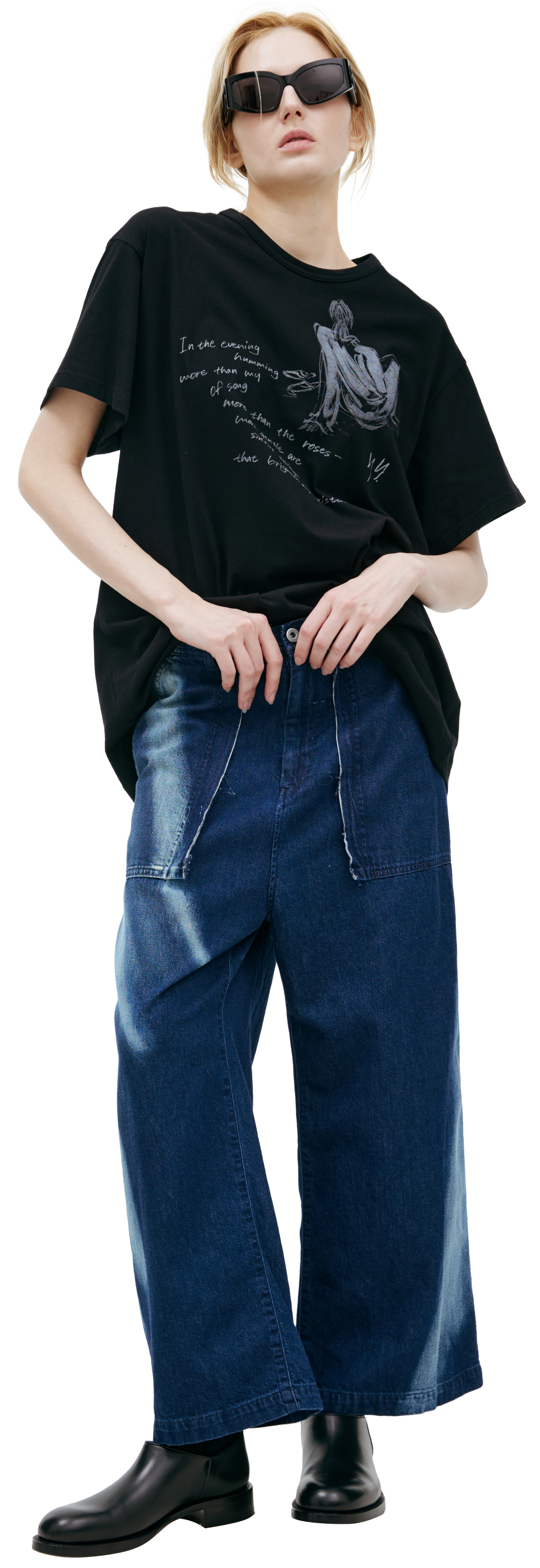 Y\'s Широкие джинсы с разводами