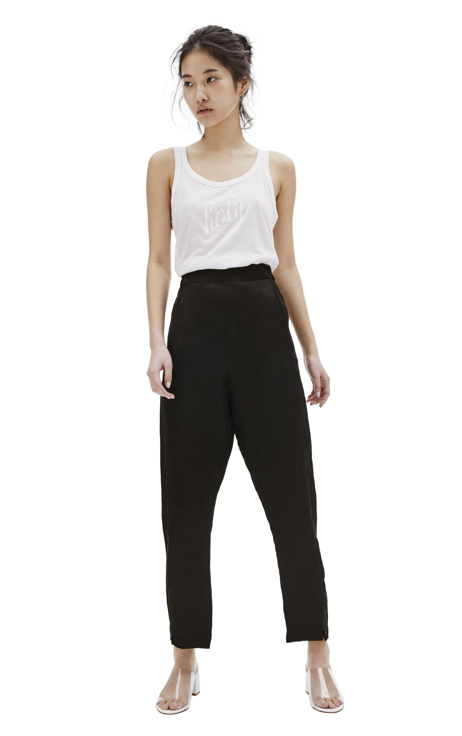 Ann Demeulemeester Черные льняные брюки
