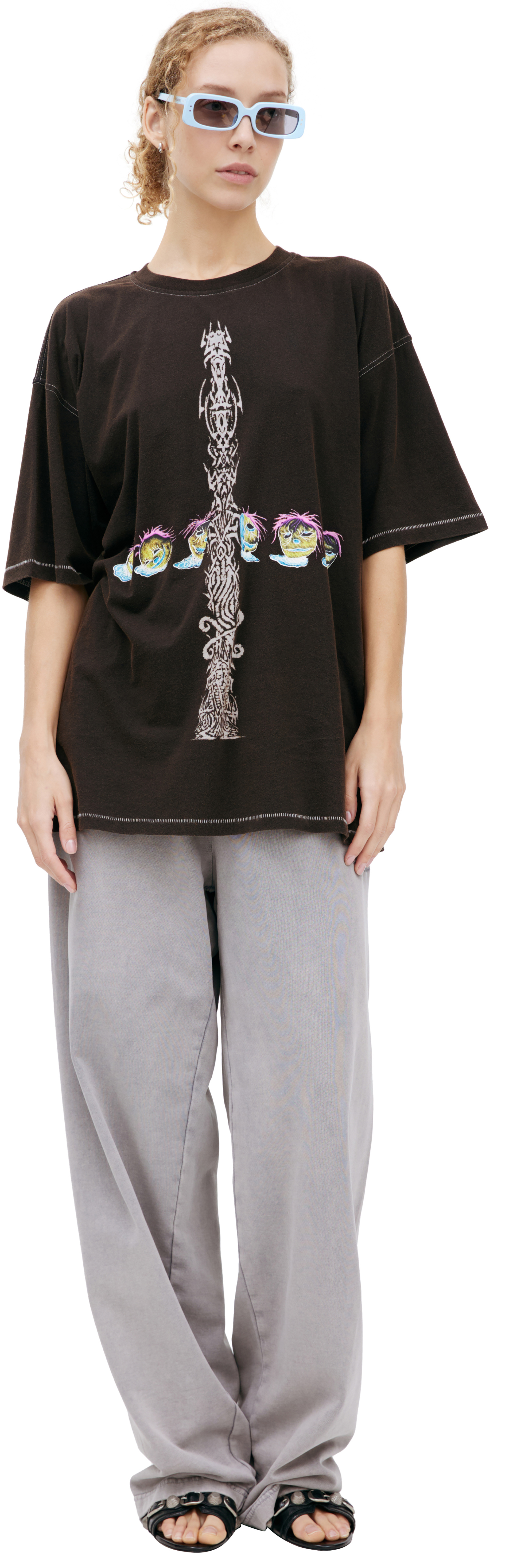 Diesel Коричневая футболка с принтом