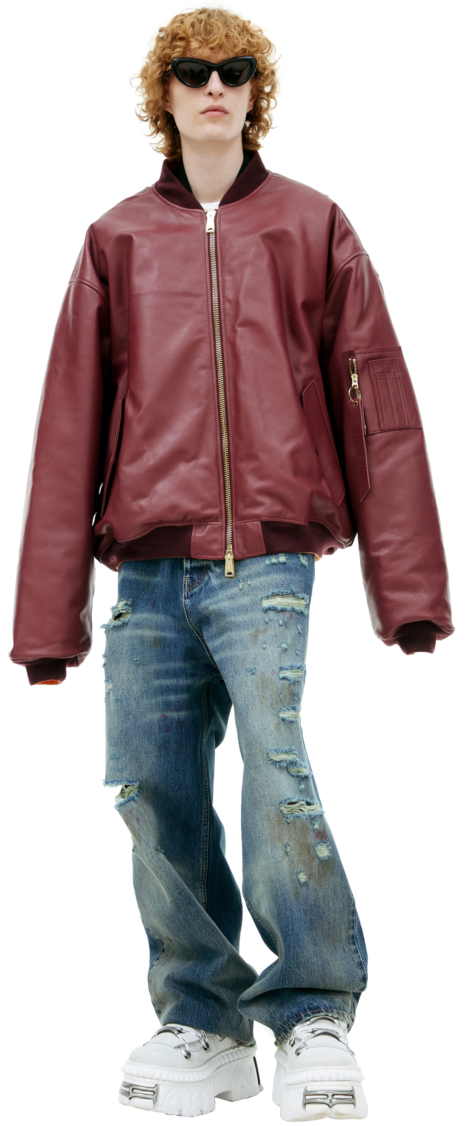 VETEMENTS Кожаный бомбер на молнии