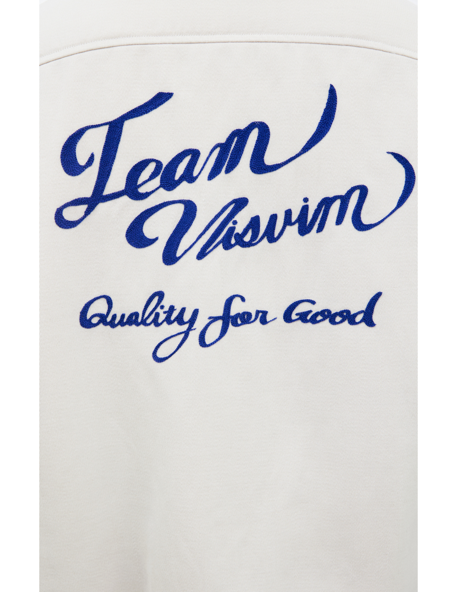 visvim Куртка-0125105013015 синяя вышивка лого на груди и спине, с подкладом, на кнопках, с воротом, бел
