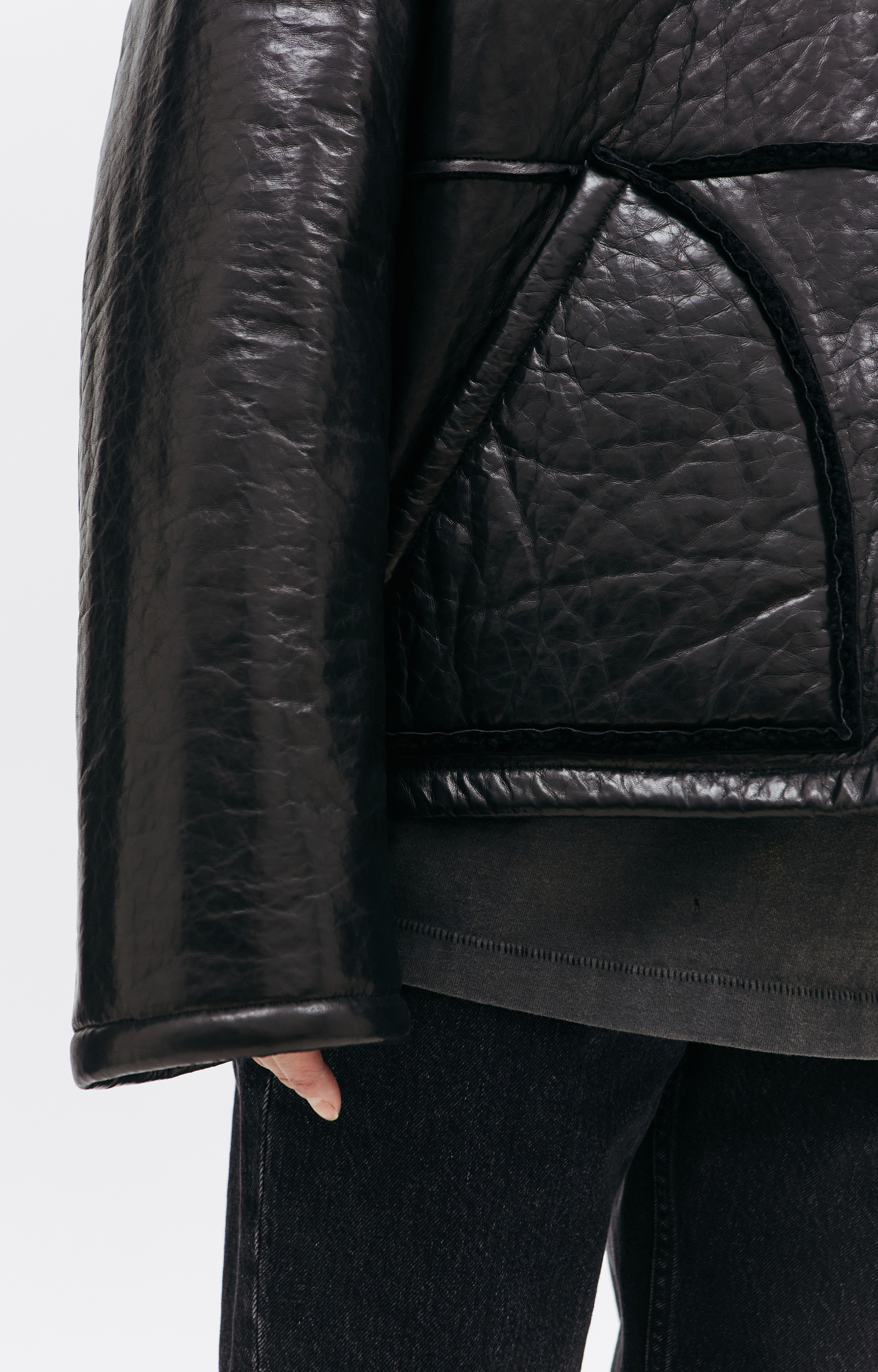 Enfants Riches Déprimés Черная дубленка с накладными карманами