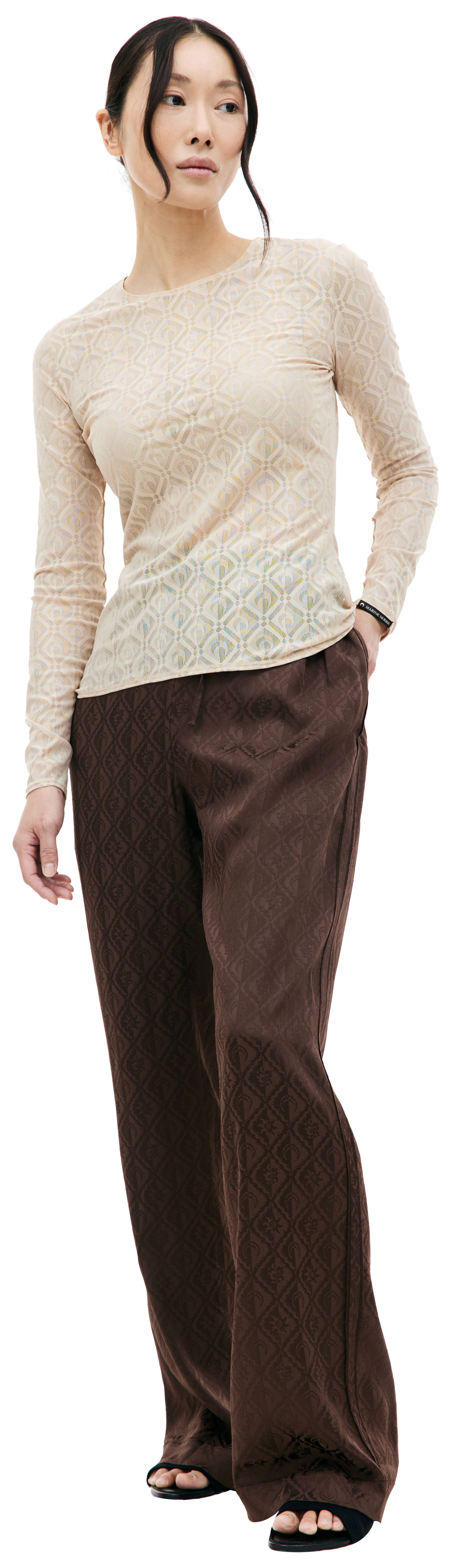 MARINE SERRE Полупрозрачный лонгслив с монопринтом Moon