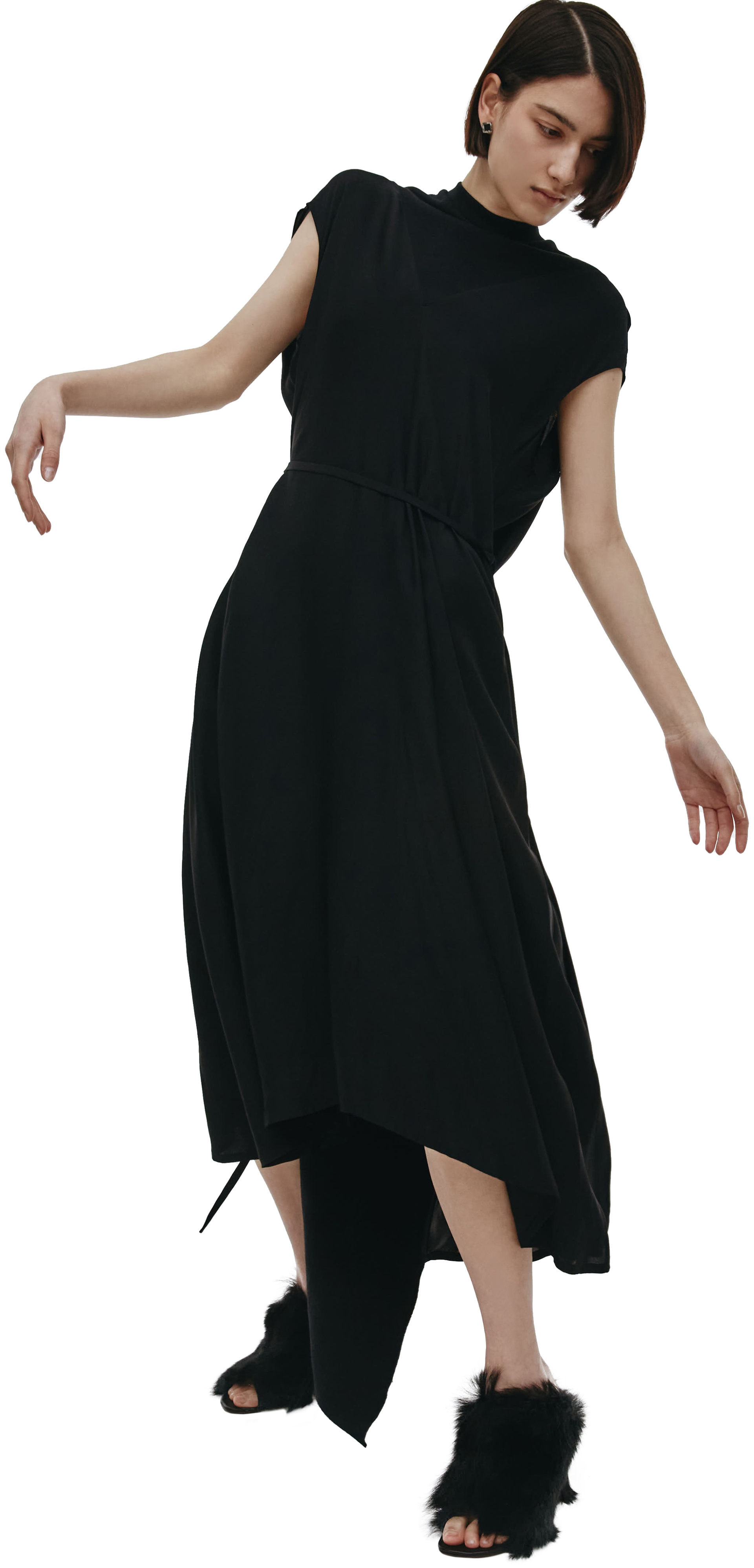 VETEMENTS Черное платье без рукавов с поясом