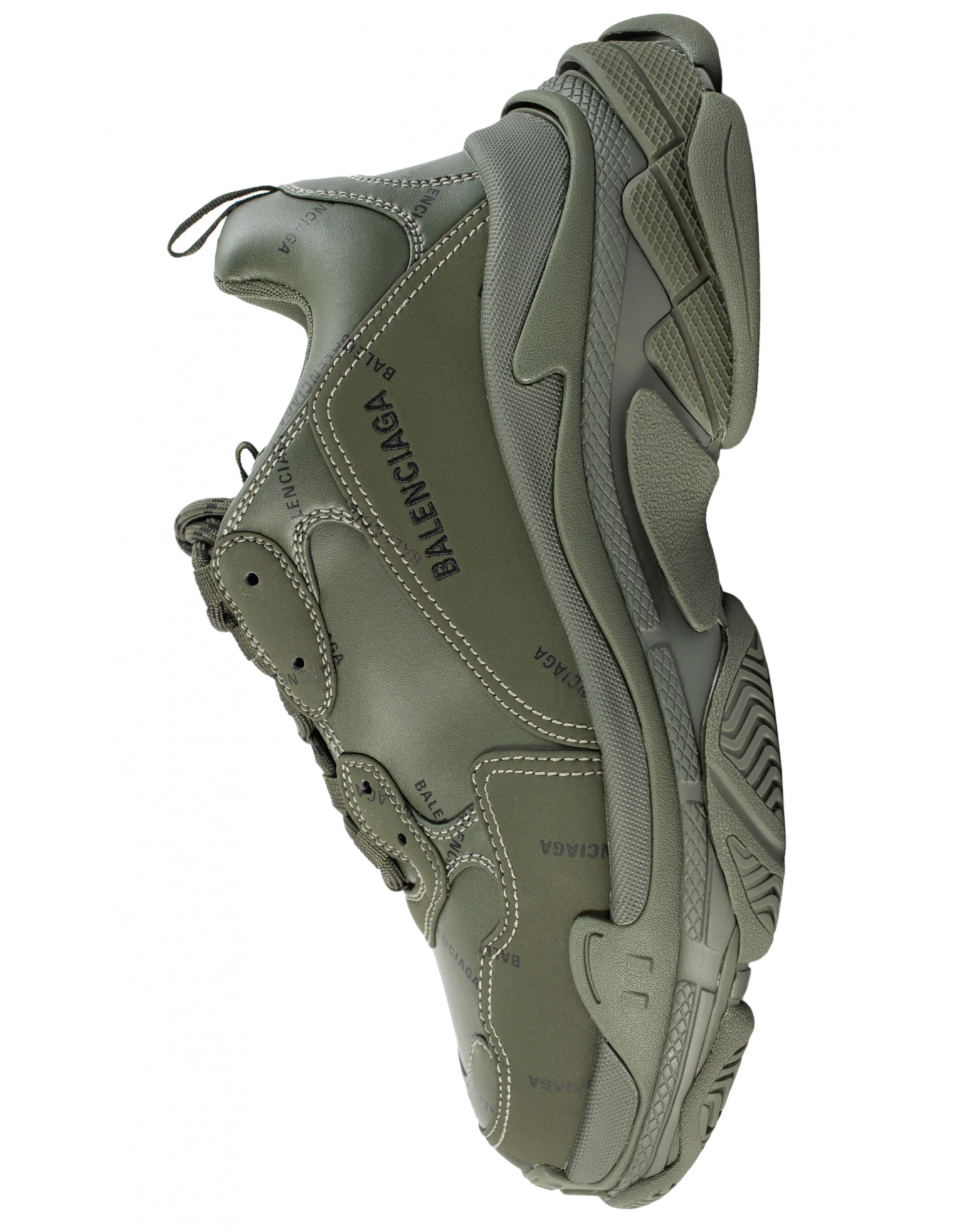 Balenciaga Зеленые кроссовки Triple S с логотипом