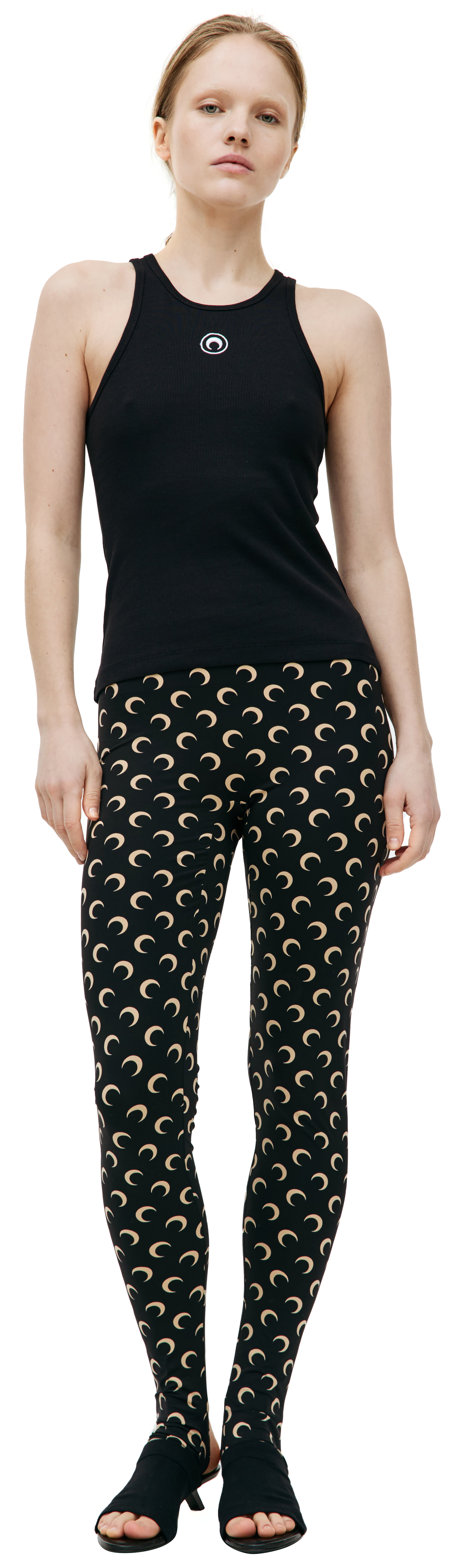 MARINE SERRE Черная майка в рубчик