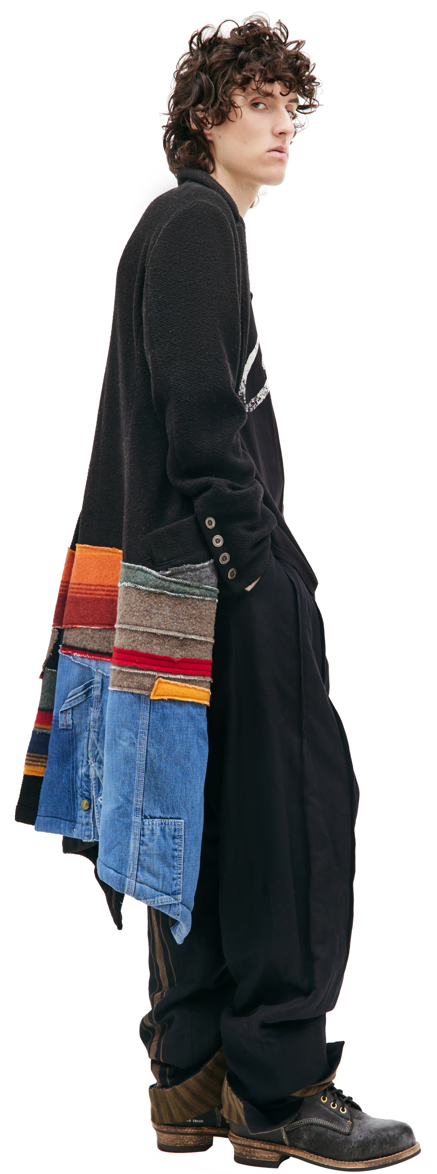 Greg Lauren Пальто пэчворк из шерсти