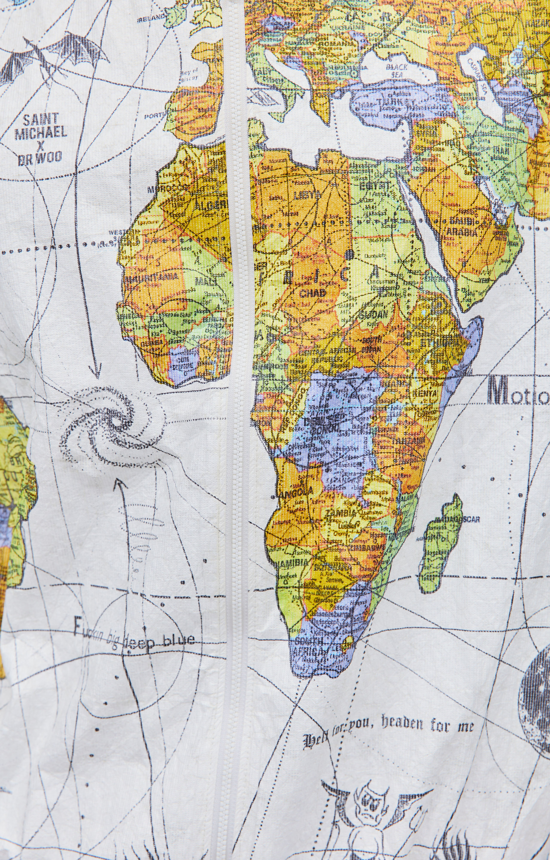 Saint Michael Бомбер Saint Michael x Dr. Woo с принтом карты мира