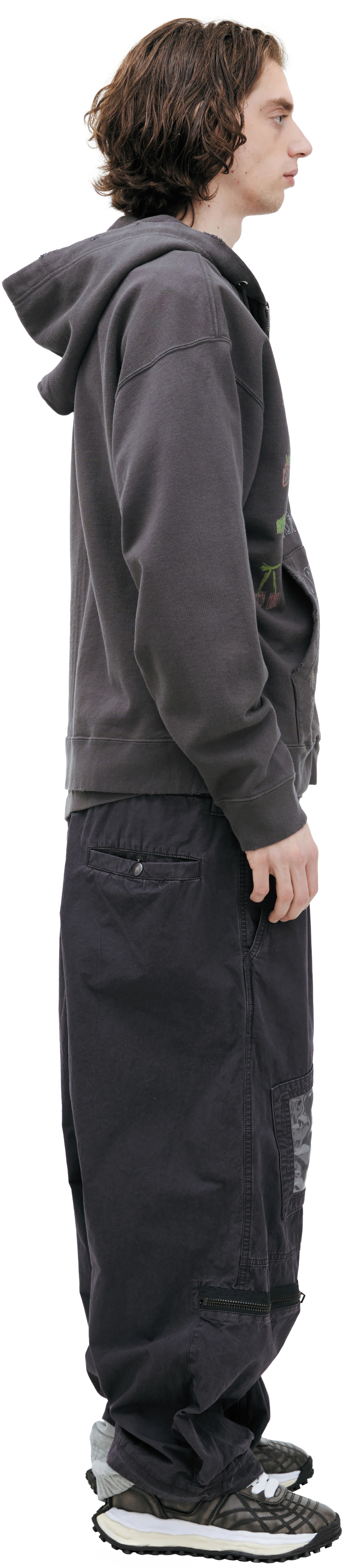 Maison Mihara Yasuhiro Темно-серое худи на молнии