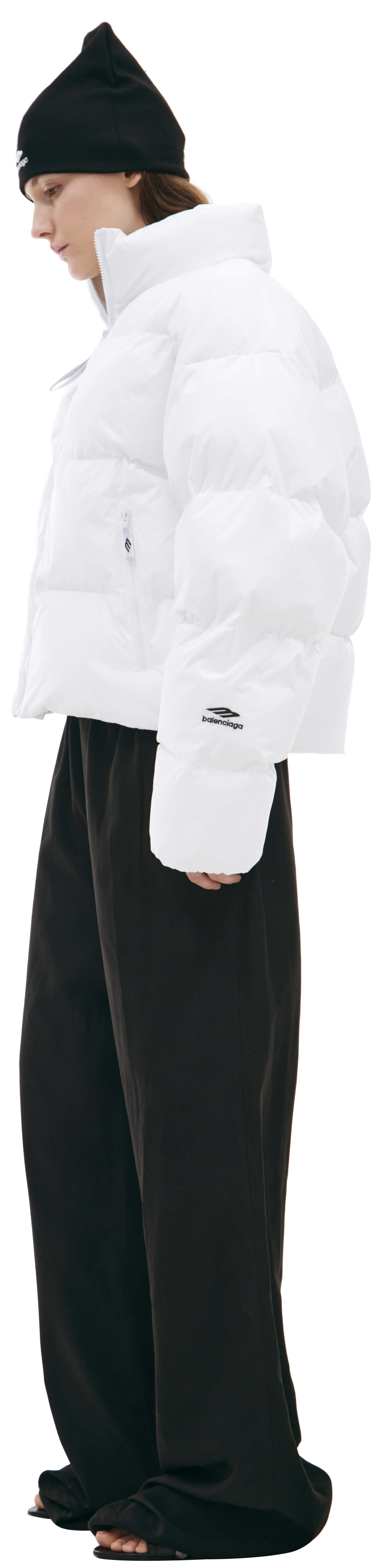 Balenciaga Белый пуховик с логотипом