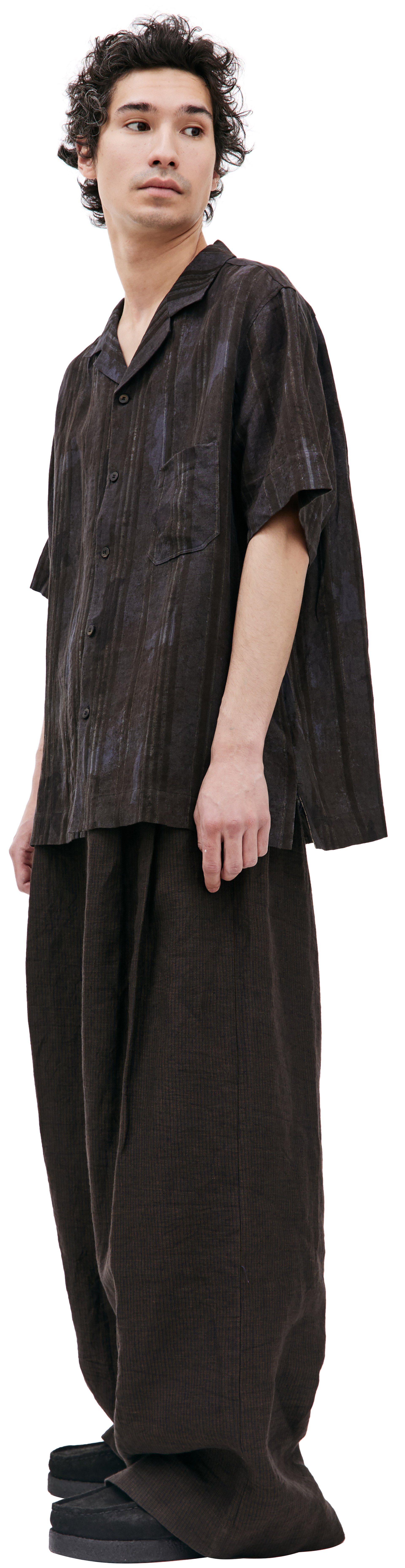 Ziggy Chen Льняная рубашка с коротким рукавом