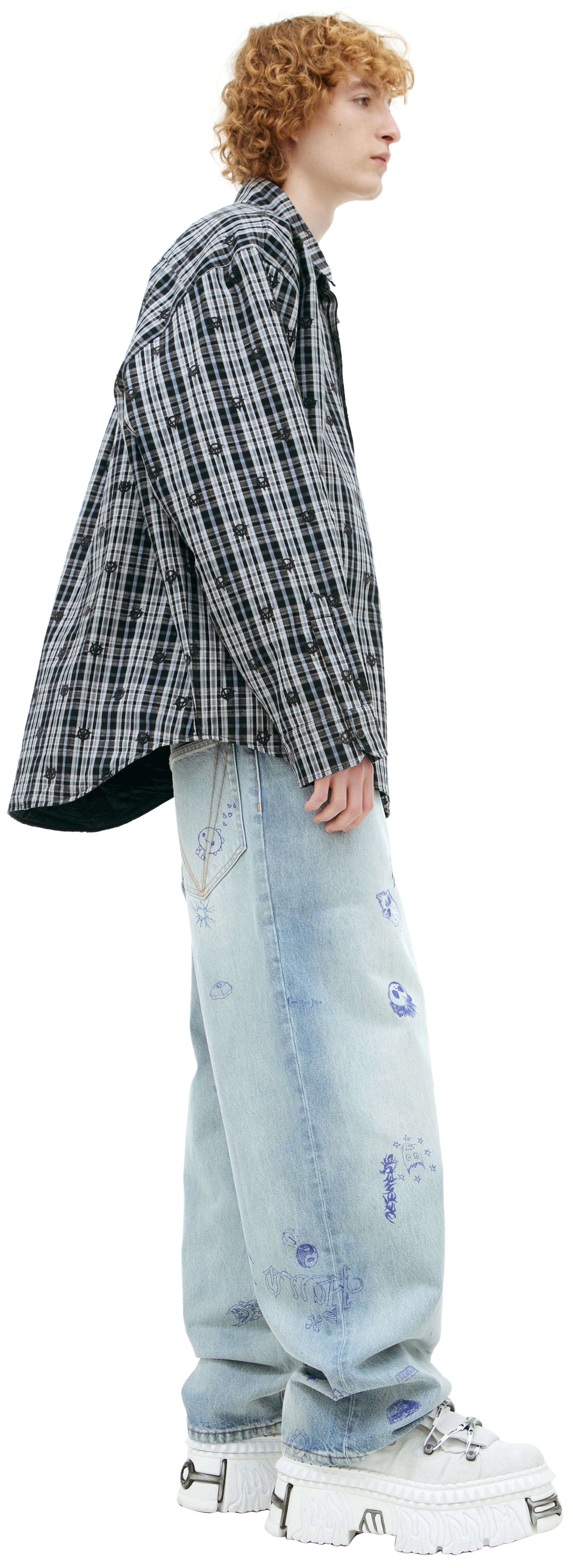 VETEMENTS Клетчатая рубашка с вышивками