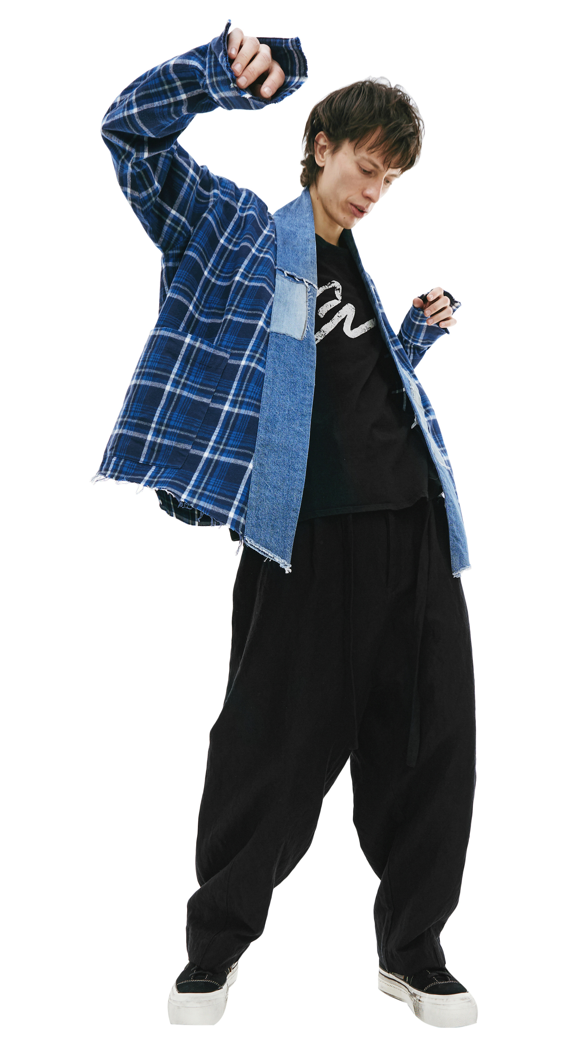 Greg Lauren Комбинированная рубашка-кимоно