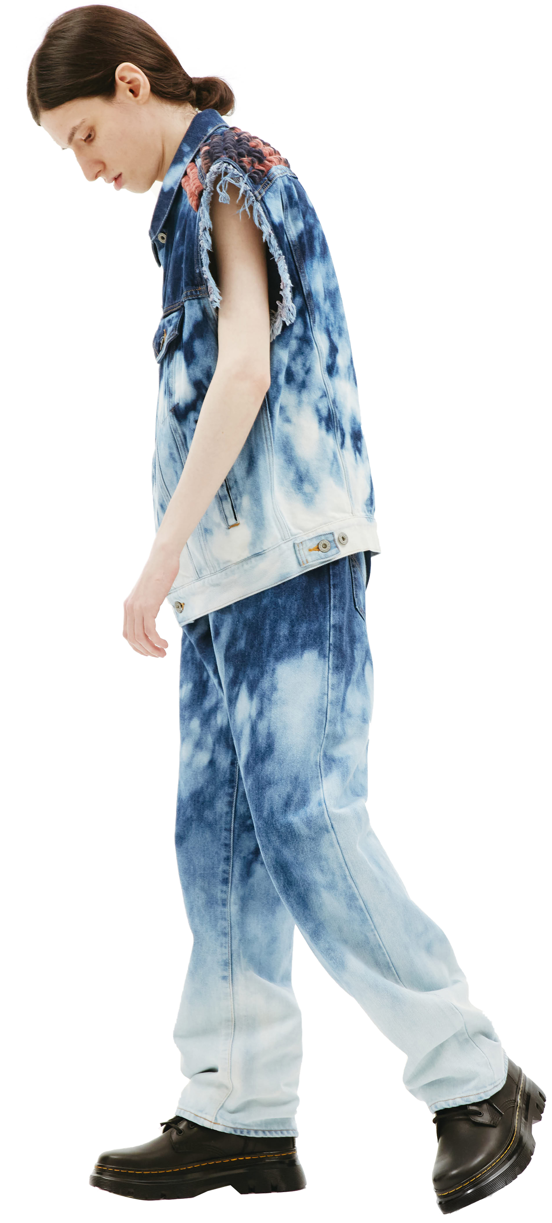 Doublet Тай дай жилет из переработанного денима