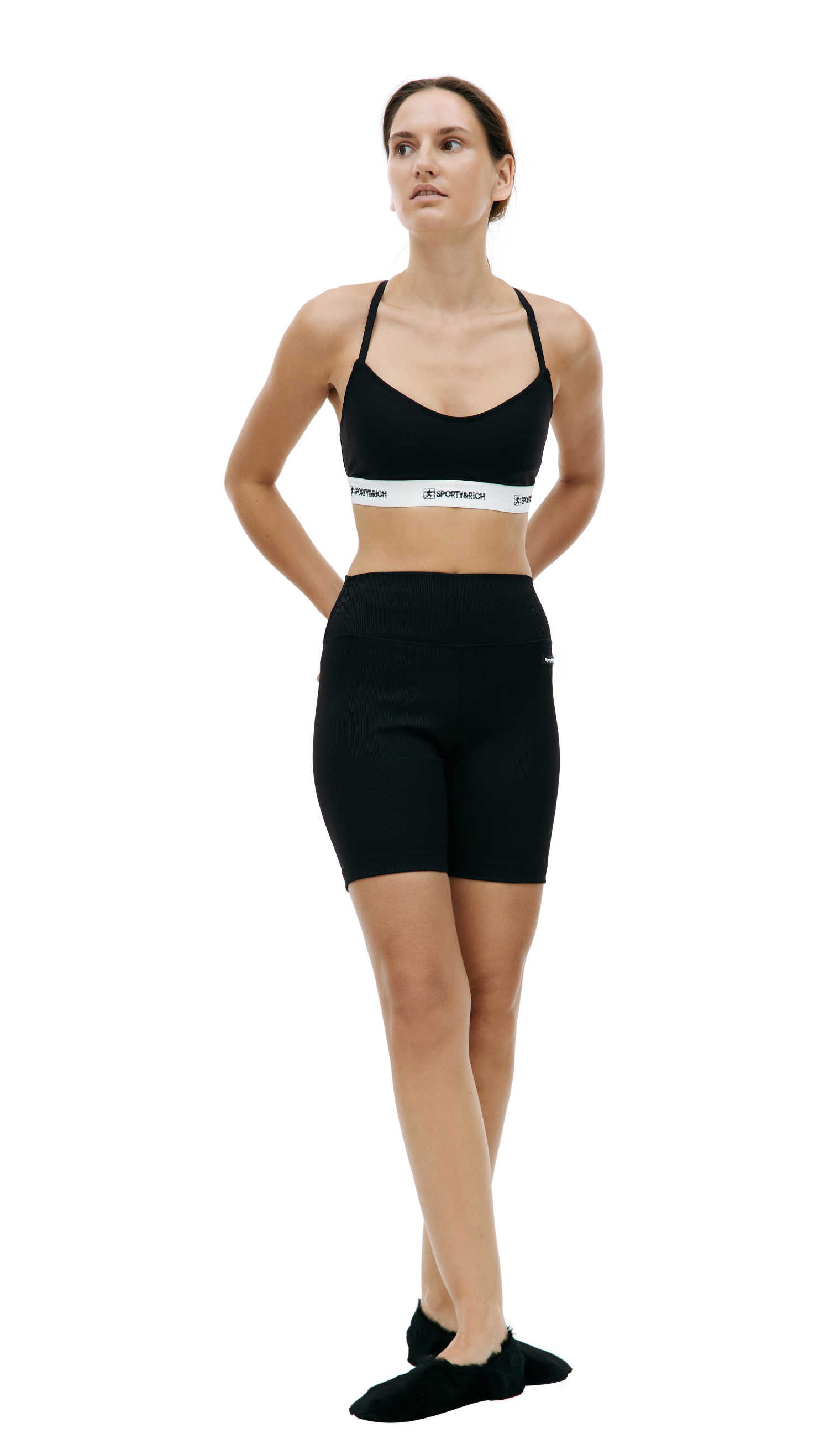 SPORTY & RICH Спортивный топ с логотипом на резинке